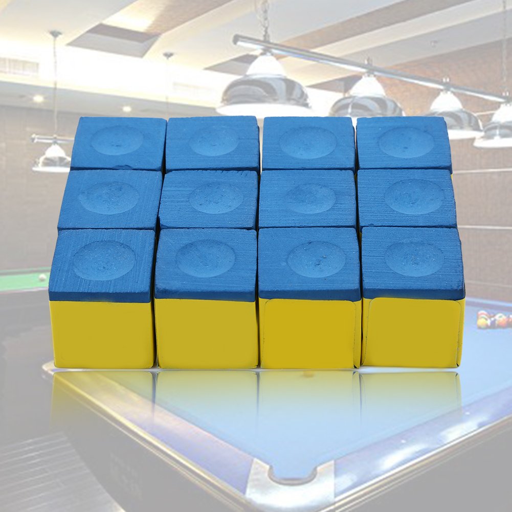 Alomejor No-Slip Billiard Chalk - Blue & Green Cue Tip Chalk for Pool & Snooker (12pcs/Box) - Perfect for Smooth Shots & Enhanced Grip in Professional & Home Game Rooms