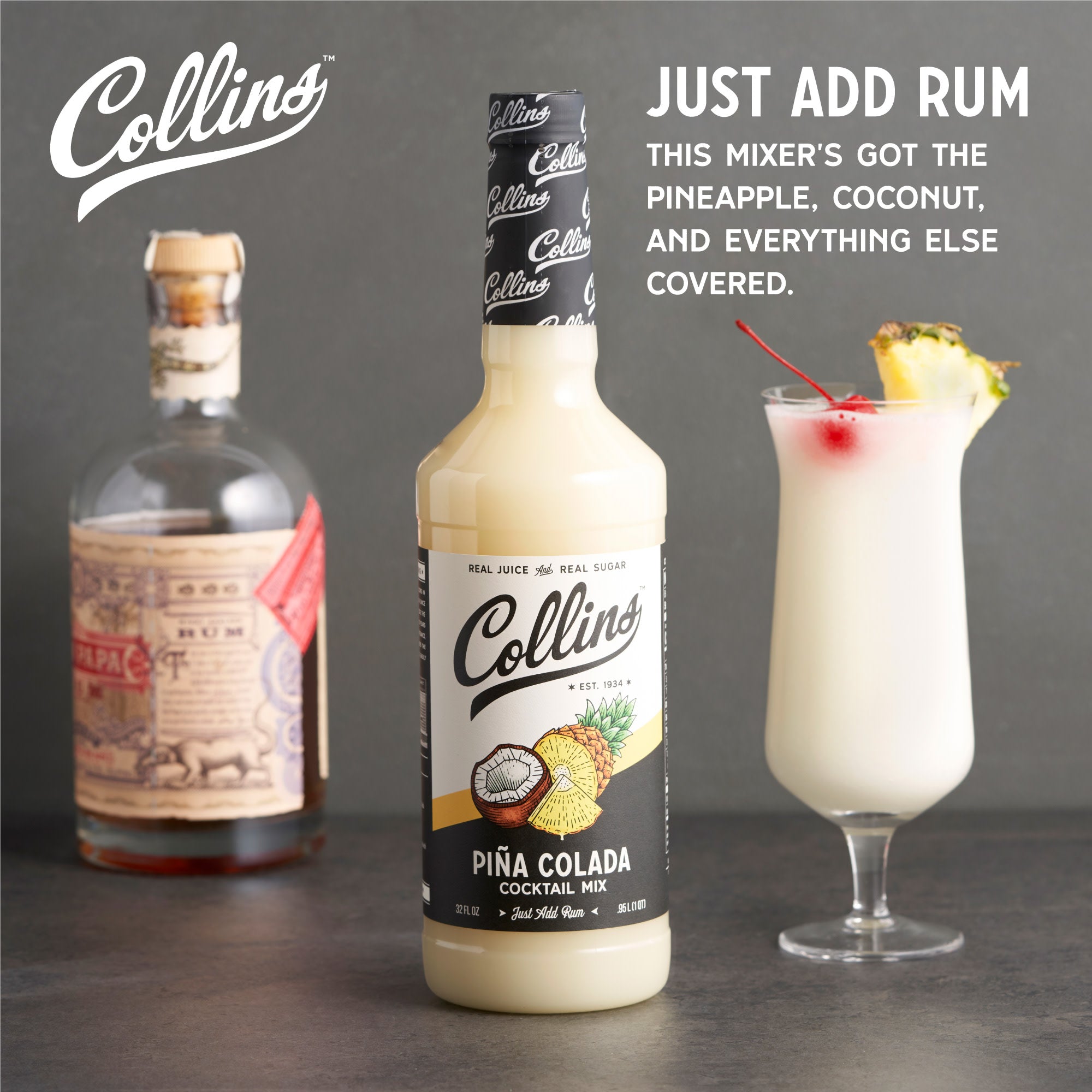 Piña Colada Cocktail Mix - 32 oz Premium Coconut & Pineapple Drink Mix for Tropical Parties, Summer Cocktails & Beach Themed Events