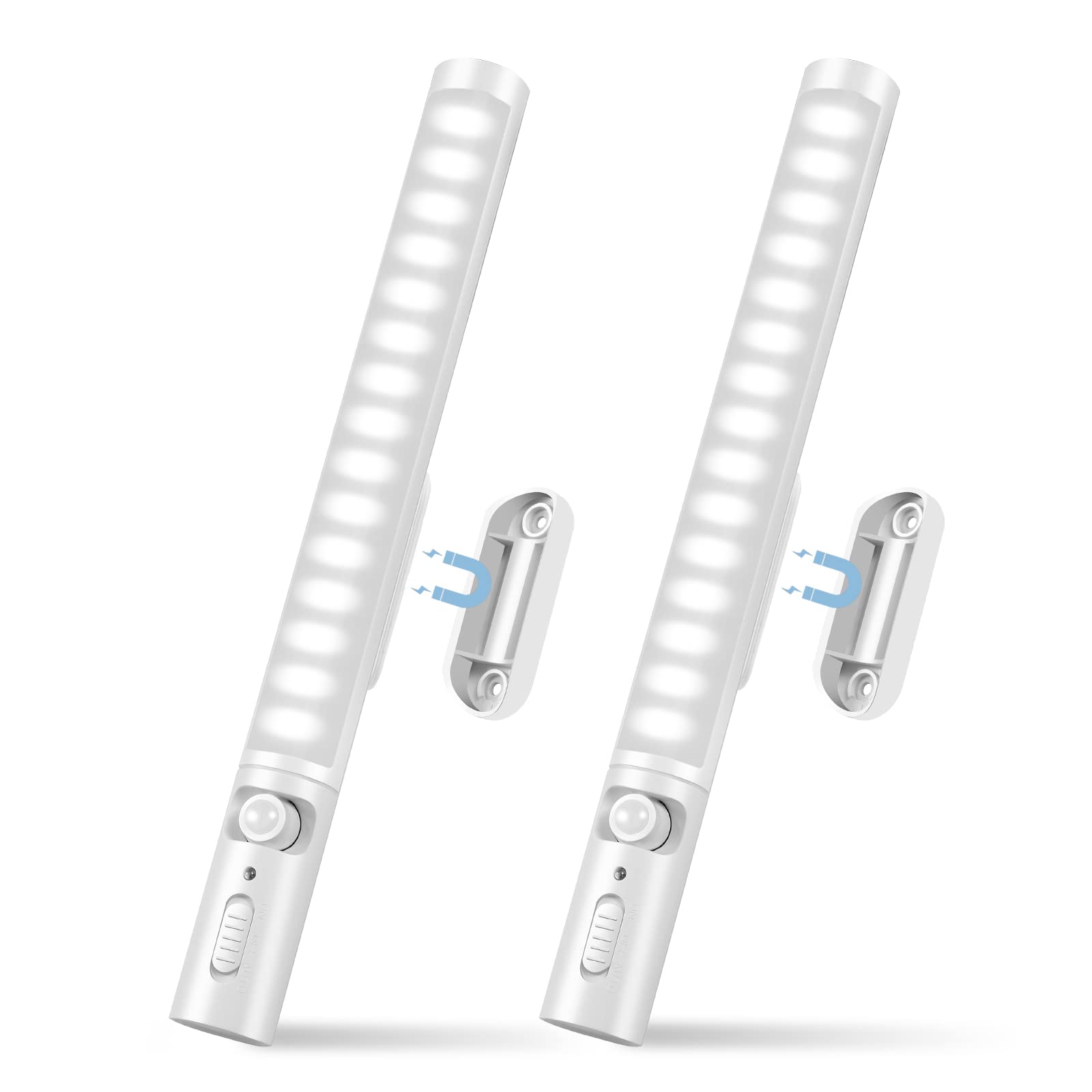 Wireless Under Cabinet Motion Sensor Lights - Battery Powered LED Closet Lights for Kitchen, Wardrobe, Hallway & Home (2 Pack) - Perfect for Nighttime Safety & Convenient Lighting