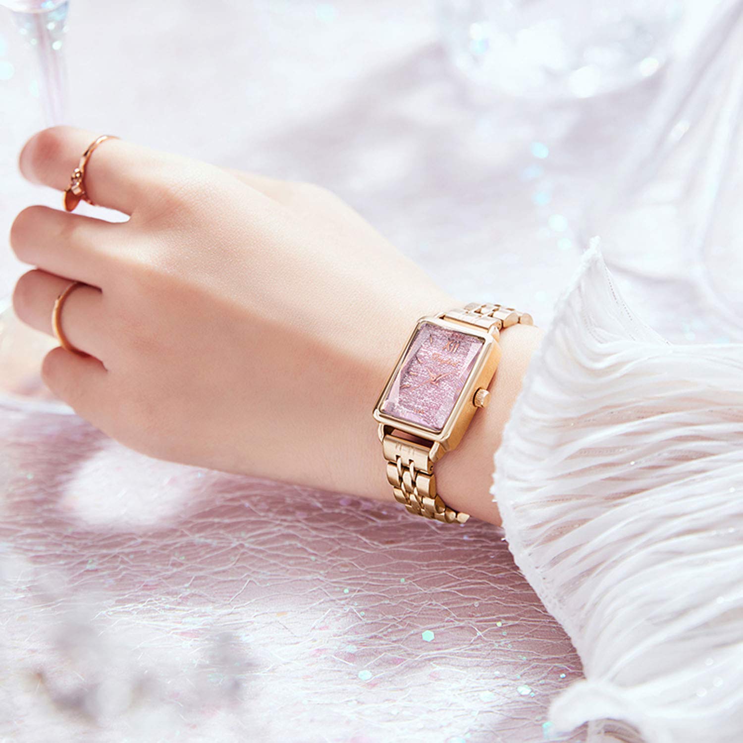 RORIOS Women's Casual Watch - Square Dial Stainless Steel Strap for Everyday Wear