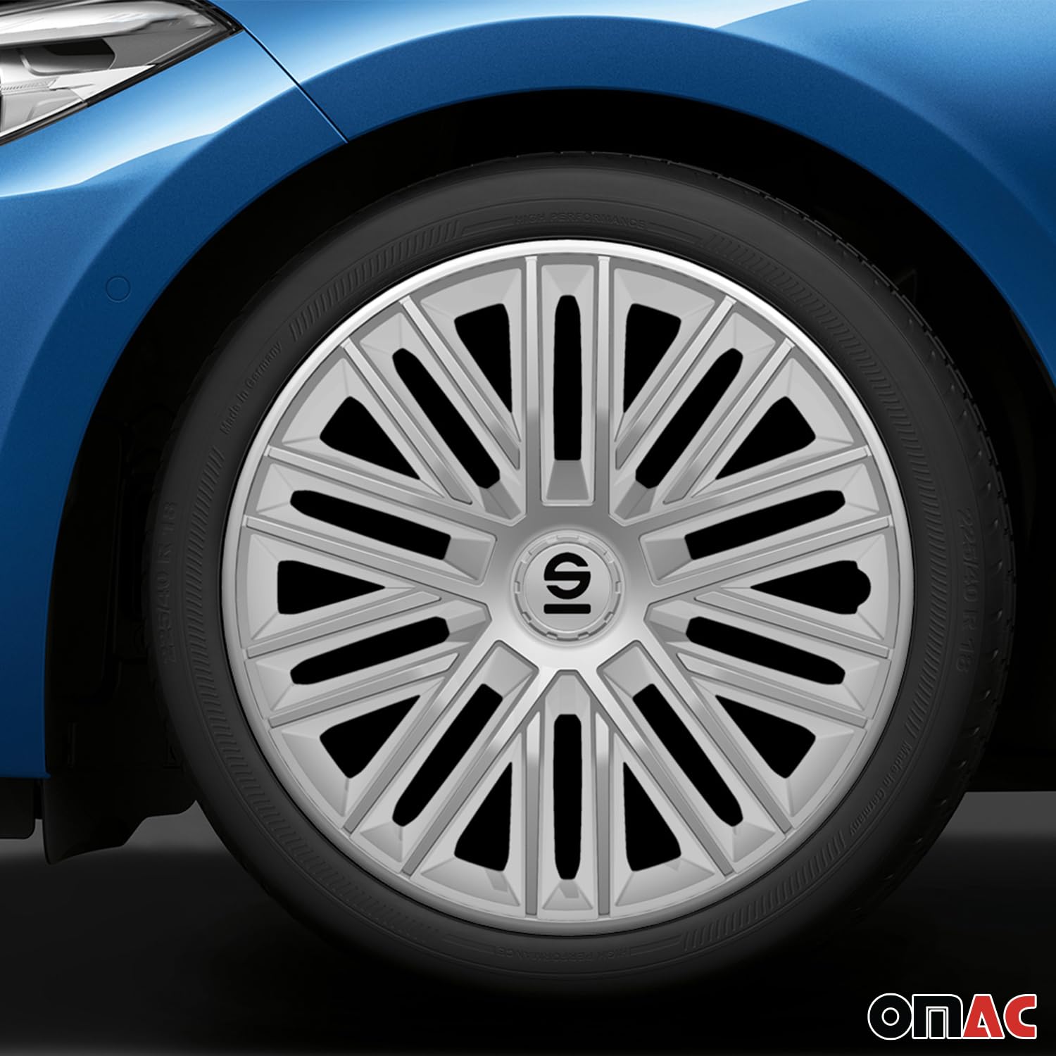 Sparco Bergamo 15-inch Silver Wheel Covers (Set of 4) - Premium Car Rim Protectors for Sedans & SUVs - Perfect for Road Trips & Daily Commutes