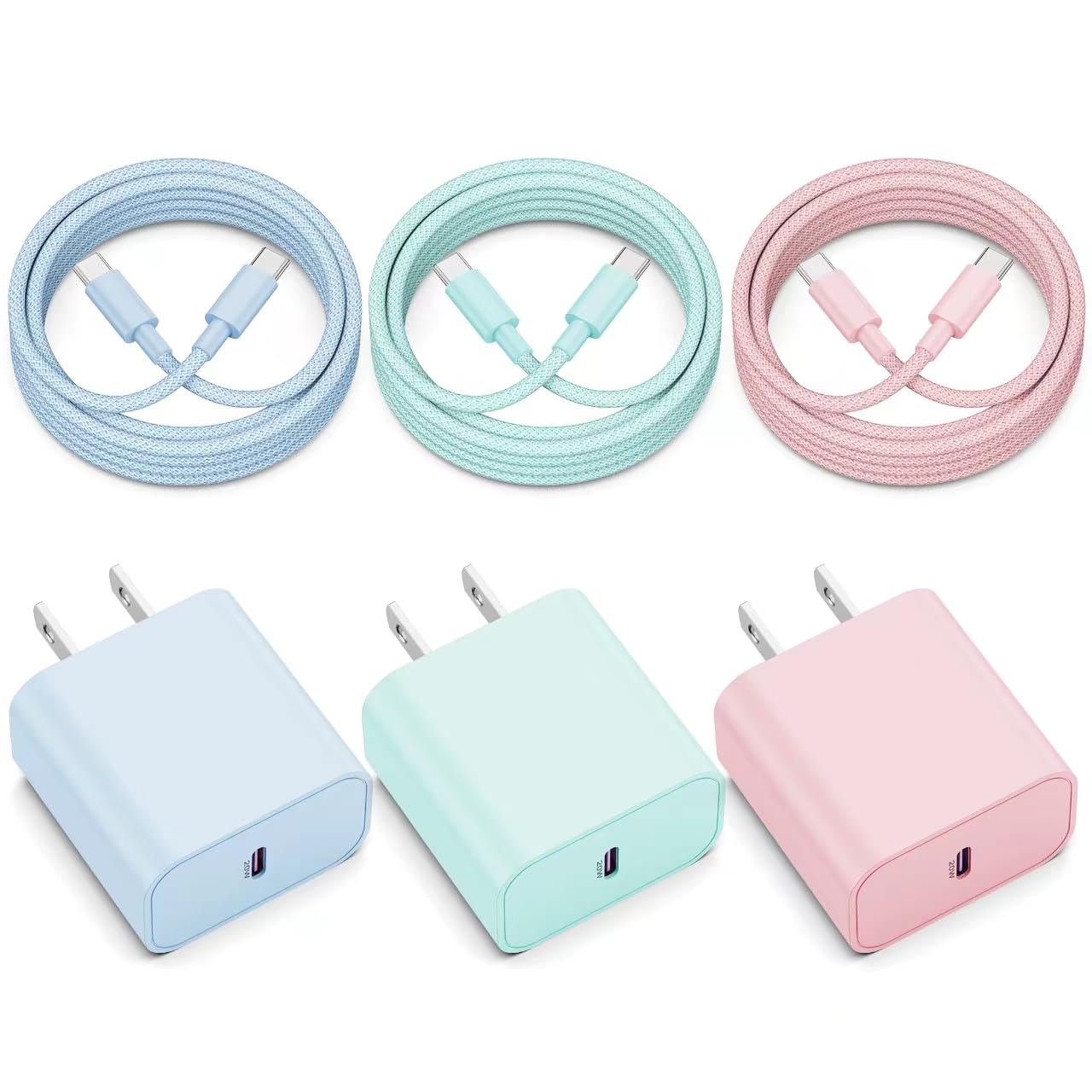 20W USB C Fast Charger Block & 6FT Cable (2-Pack) - Compatible with iPhone 16/16 Pro/16 Pro Max/16 Plus, iPad Pro/Air/Mini, AirPods - Quick Charging for Home, Office & Travel