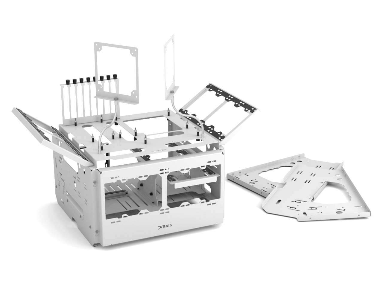Praxis WetbenchSX Open Air Computer Test Bench - Angled Edition in White | Complete PC Building & Testing Station for Gamers & Tech Enthusiasts