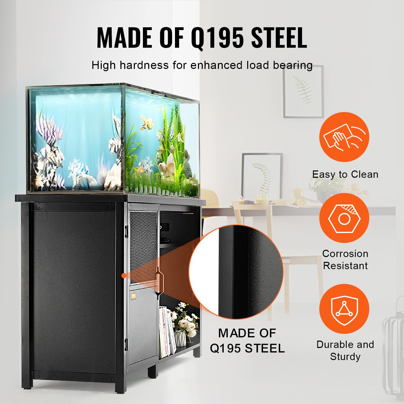 VEVOR 75 Gallon Aquarium Stand - Heavy Duty Steel & MDF Fish Tank Stand for Reptiles & Turtles (52