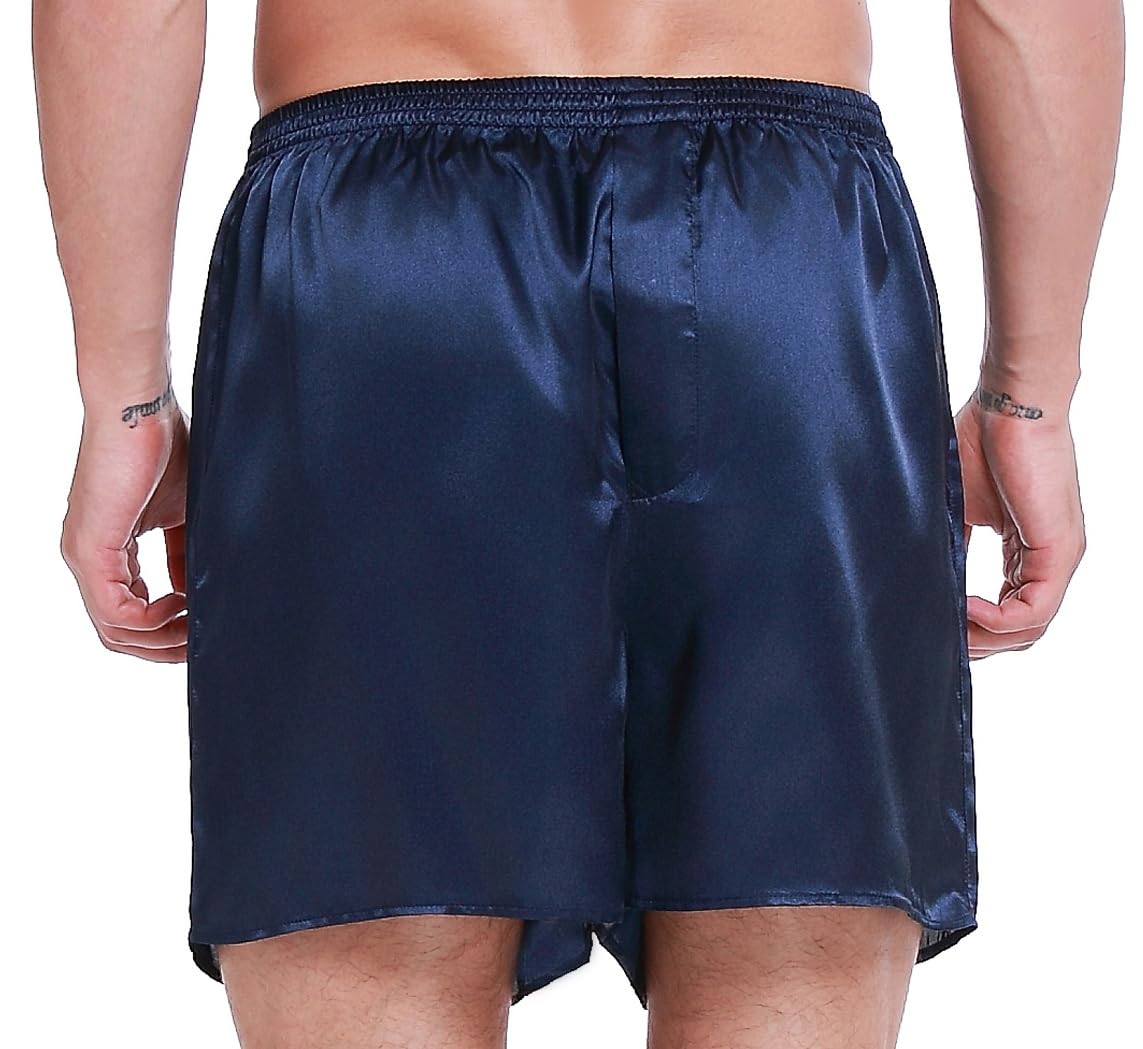 Premium Men's Silk Satin Boxer Shorts - Soft & Breathable Pajama Shorts for Sleep & Lounge - Luxury Sleepwear for Comfort & Style