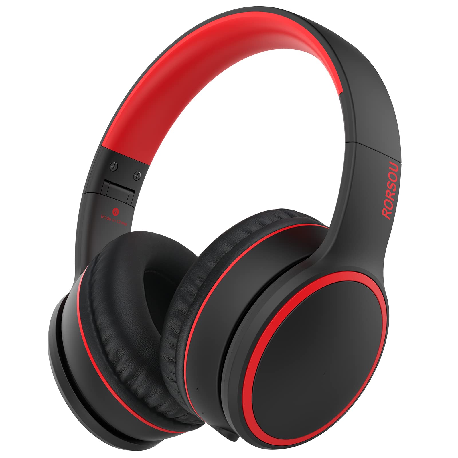 RORSOU B10 Wireless Bluetooth Over-Ear Headphones with Microphone - Lightweight Foldable Design, 50H Playtime, Deep Bass, Bluetooth 5.3 - Perfect for Travel, Work, Gaming & Music (Black)