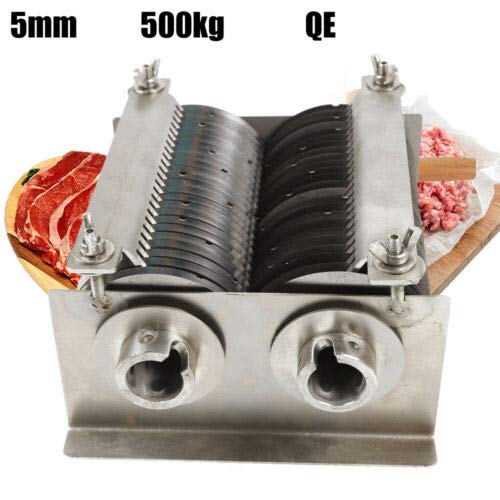 QE Model 500KG Commercial Meat Cutting Machine - Stainless Steel Slicer with 5mm Blade & Non-Slip Feet - Perfect for Frozen Food Processing & Meat Shops | Ideal for Restaurants, Butchers & Food Factories