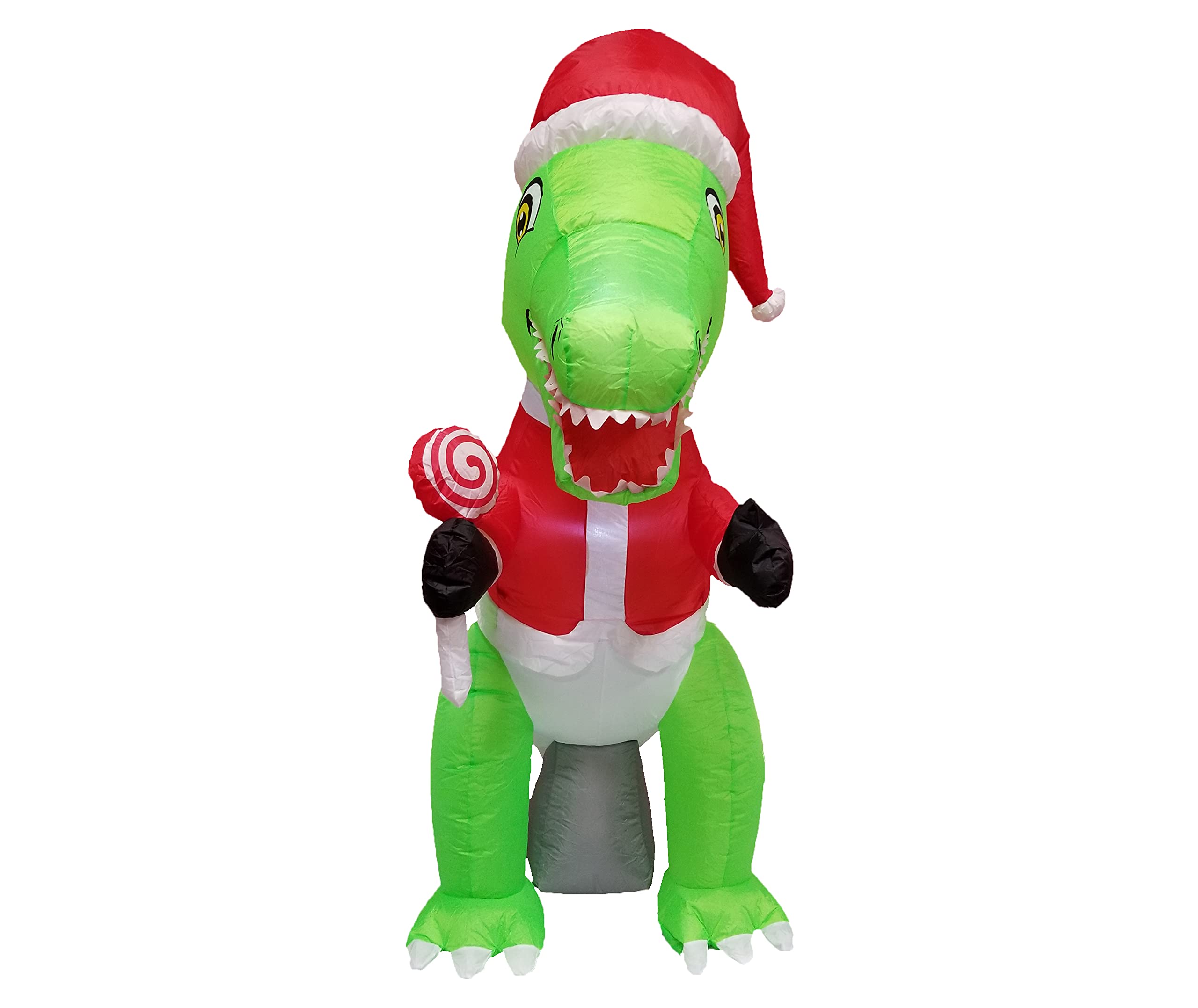 6ft Christmas Inflatable Dinosaur with Hat & 12ft Santa Sleigh with Reindeer - Giant Outdoor Holiday Decorations for Yard, Party, Xmas Decoration (2-Piece Set)