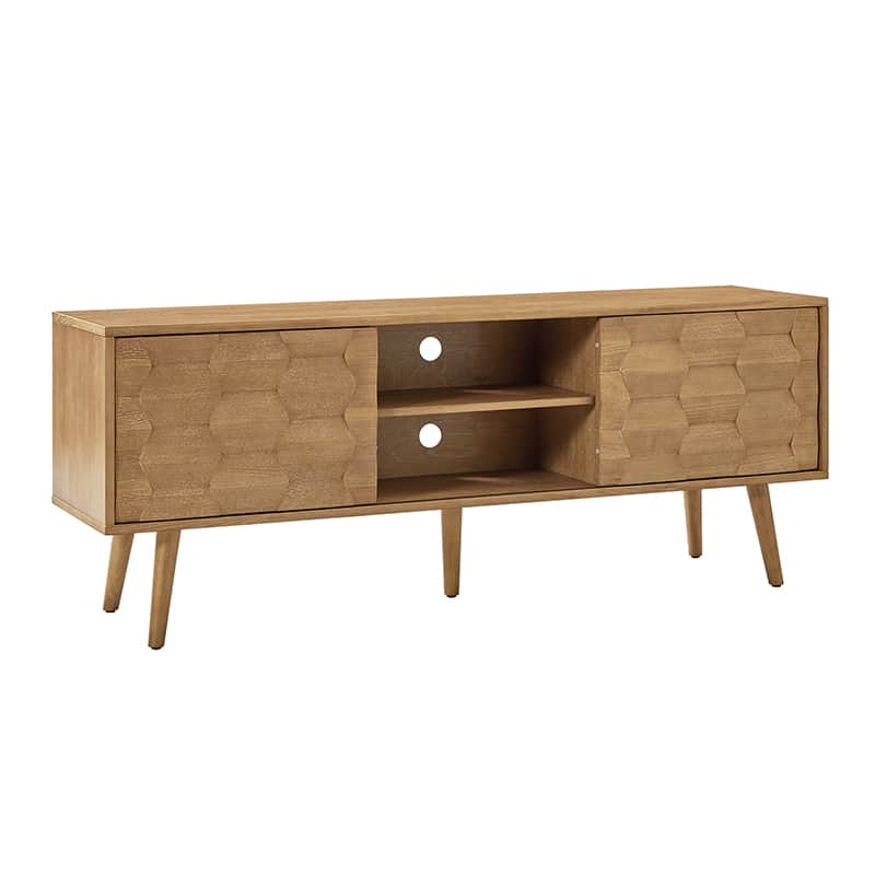 Velasco Mid Century Modern TV Stand with Built-in Cable Management - Stylish Entertainment Center for Living Room & Home Theater Setup