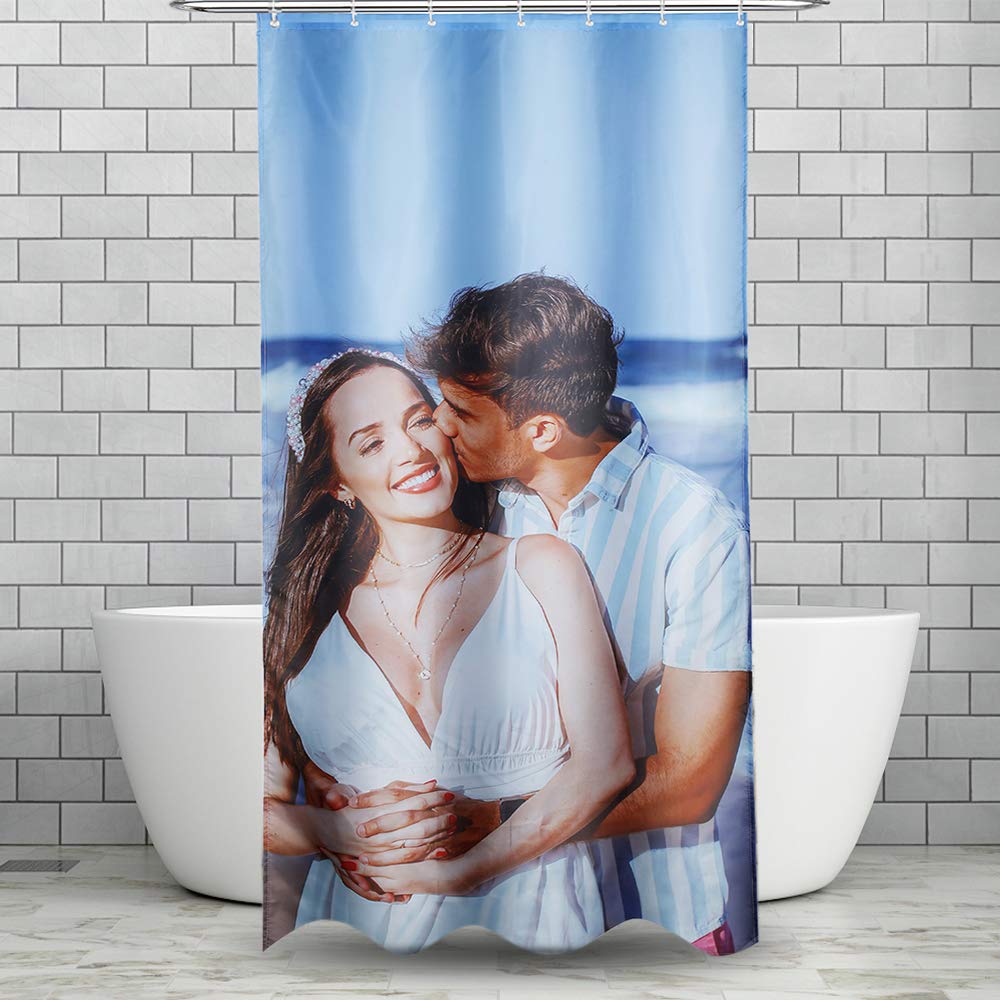 Custom Personalized Photo Fabric Shower Curtain - Waterproof 59x72 Inch Bathroom Decor with Hooks - Perfect for Home, Apartment & Guest Bathroom Decorations