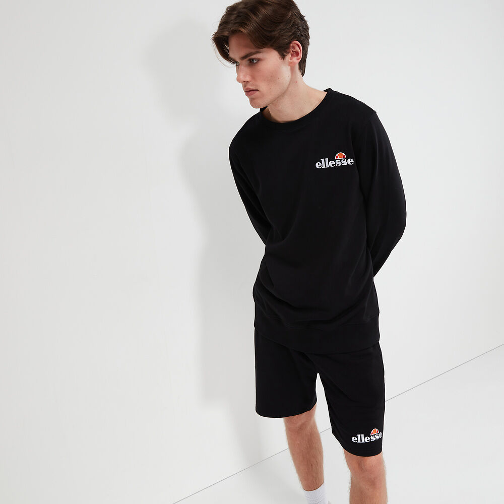Ellesse Men's Fierro Black Sweatshirt - Comfortable Casual Pullover Hoodie for Gym, Streetwear & Everyday Wear