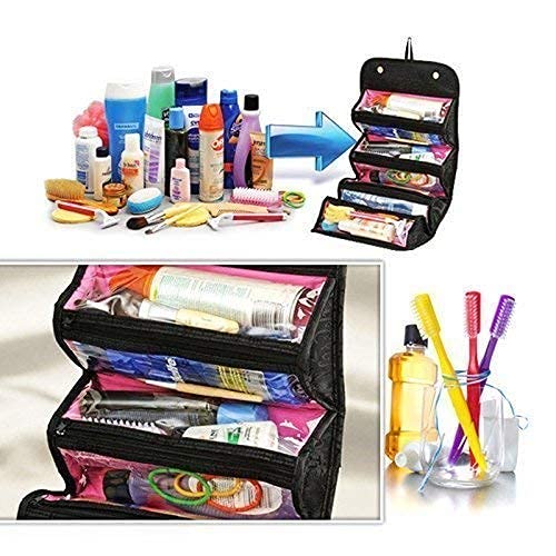 GION Roll Up Travel Organizer Bag - Waterproof Cosmetic Makeup Jewelry Toiletry Storage Pouch for Women (1Pc) - Perfect for Travel, Gym, Camping & Daily Use