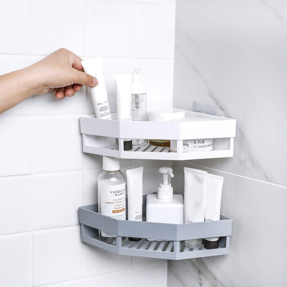 Corner Bathroom Shelf - Wall Mounted Storage Organizer for Bathroom & Kitchen - Perfect for Shower, Toiletries, and Spice Storage