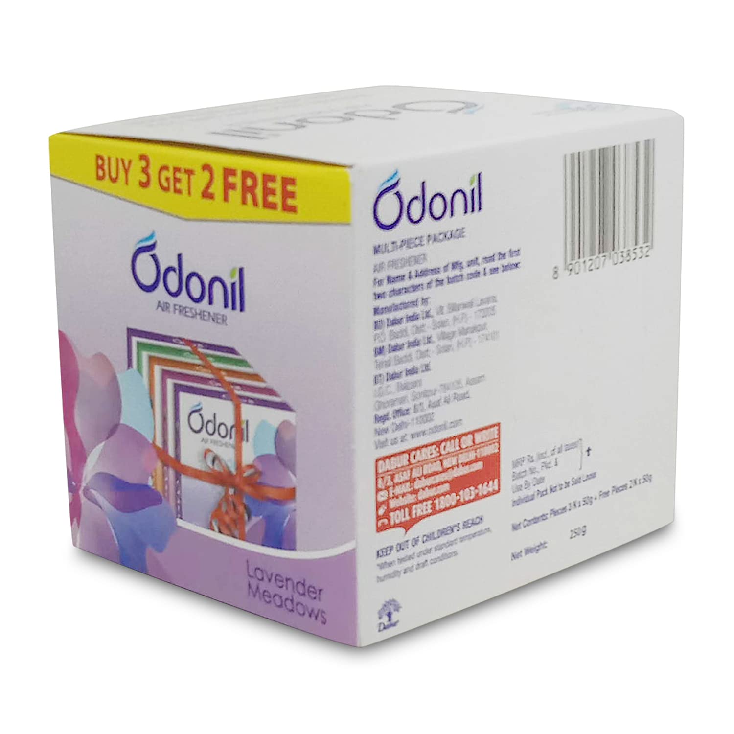 Odonil Assorted Air Freshener Blocks - 50g (Pack of 5) | Long-Lasting Fragrance for Home, Office & Car | Eliminates Odors in Bathrooms, Kitchens & Closets