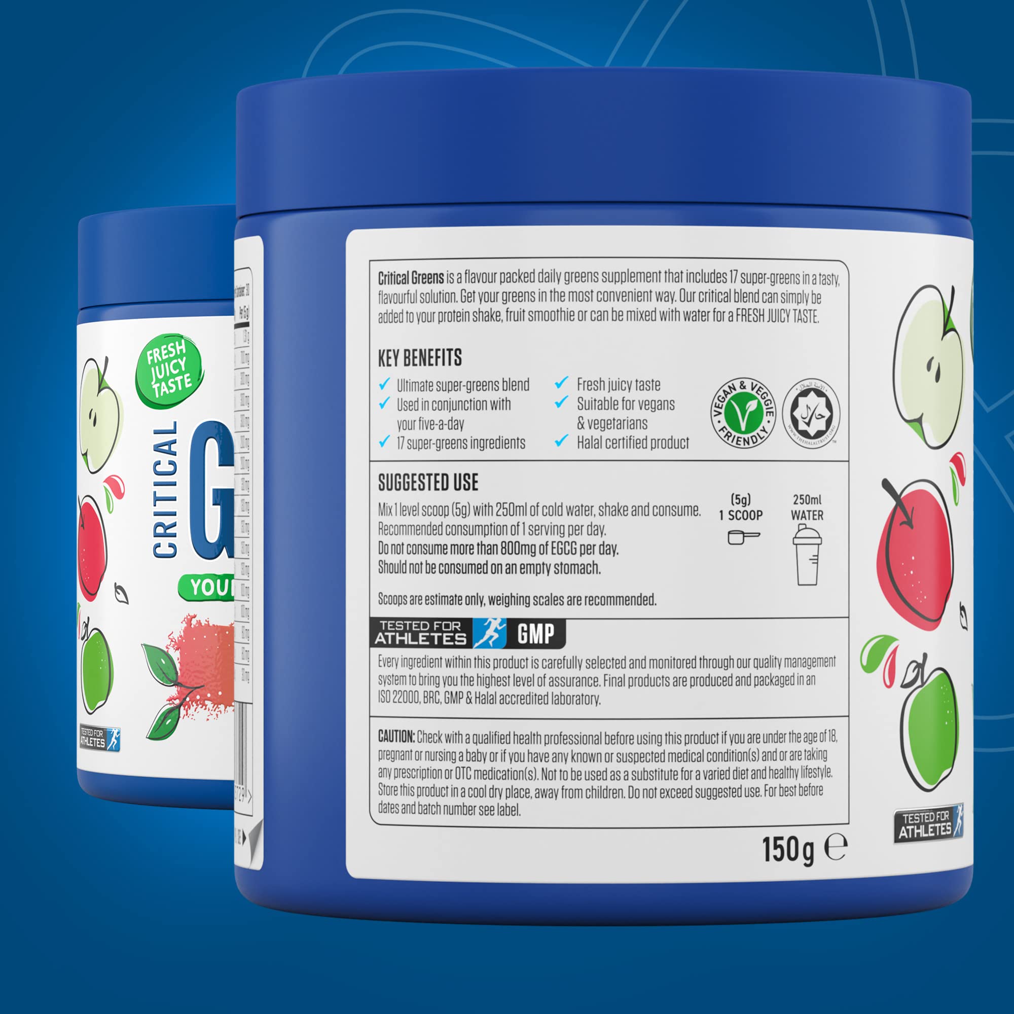 Applied Nutrition Critical Greens Superfood Powder - Apple Burst Flavor 150g | Antioxidant Boost & Energy Support for Active Lifestyles