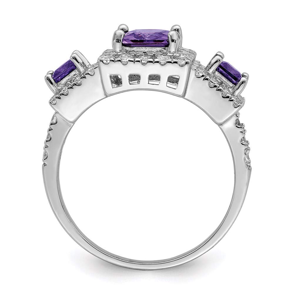 925 Sterling Silver Purple Square Cubic Zirconia Ring for Women - Elegant Fine Jewelry Gift for Her - Perfect for Anniversaries, Birthdays & Special Occasions