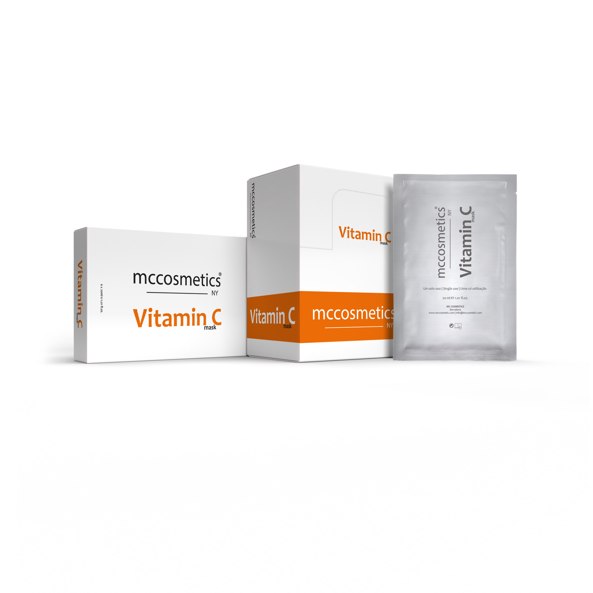 MCCosmetics NY Vitamin C Face Mask with Ascorbic Acid & Collagen - Antioxidant & Revitalizing Sheet Mask for Brightening & Anti-Aging - Perfect for Daily Skincare Routine & Spa Night