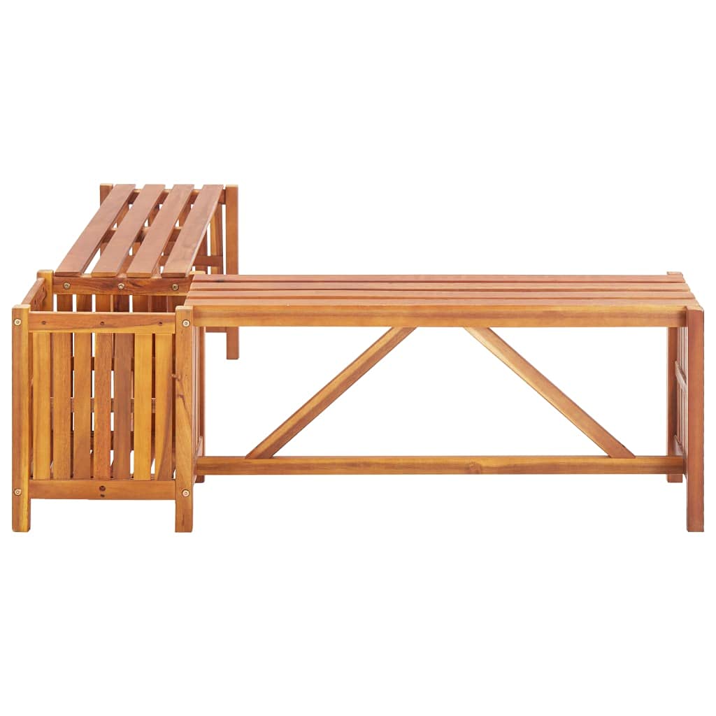 Premium Acacia Wood Outdoor Corner Bench with Built-in Planter - 46