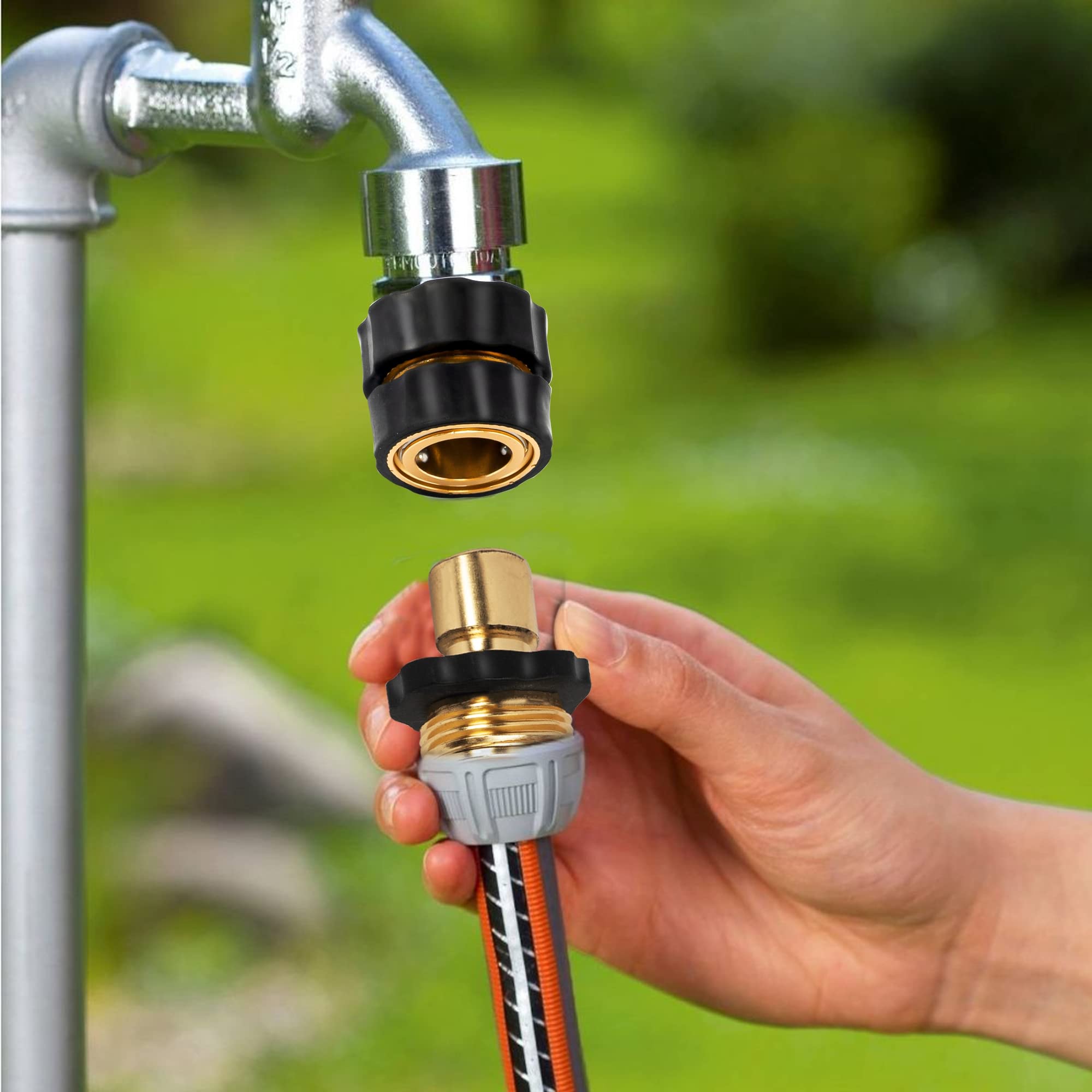 3/4 Inch Garden Hose Quick Connect Fittings - Male & Female Water Quick Release Connectors (6 Pack) - Ideal for Gardening, Lawn Watering, and Outdoor Cleaning