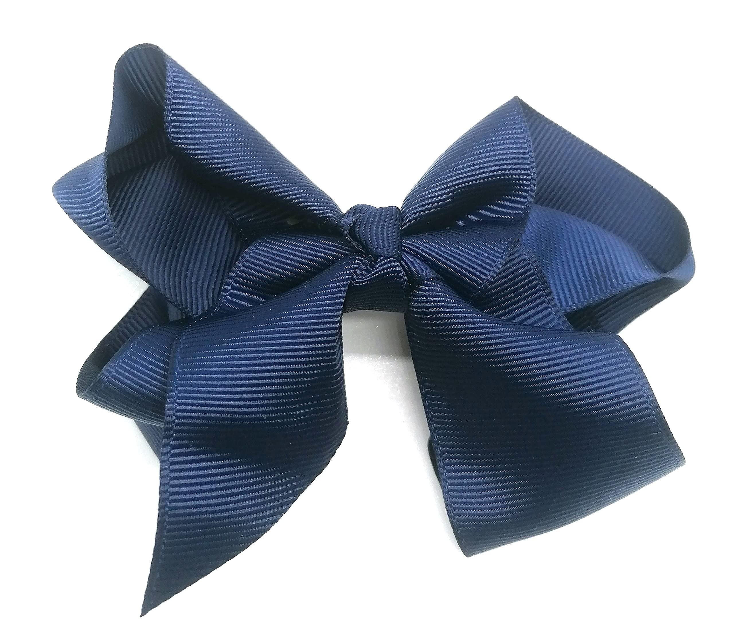 La Petite Princesse Navy Blue Hair Bow Clips Set of 4 - Girls Hair Barrettes & Ribbon Grips for School, Parties & Special Occasions
