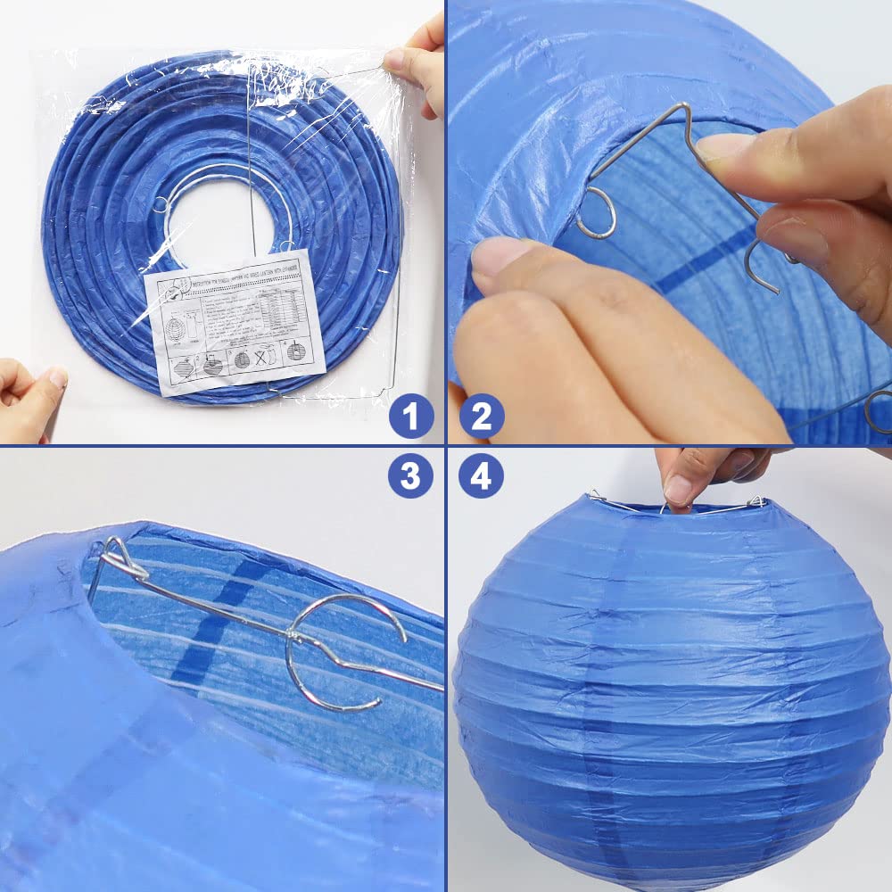 LURICO 16-Pack Blue & White Paper Lanterns Set (4
