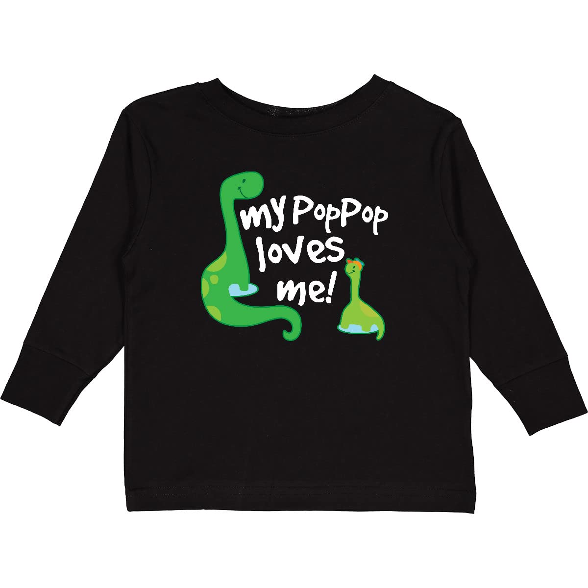 Inktastic My Pop Pop Loves Me Dinosaur Graphic Toddler Long Sleeve T-Shirt - Cute Dinosaur Print Cotton Tee for Grandkids, Perfect for Playdates, Family Photos & Holiday Gifts