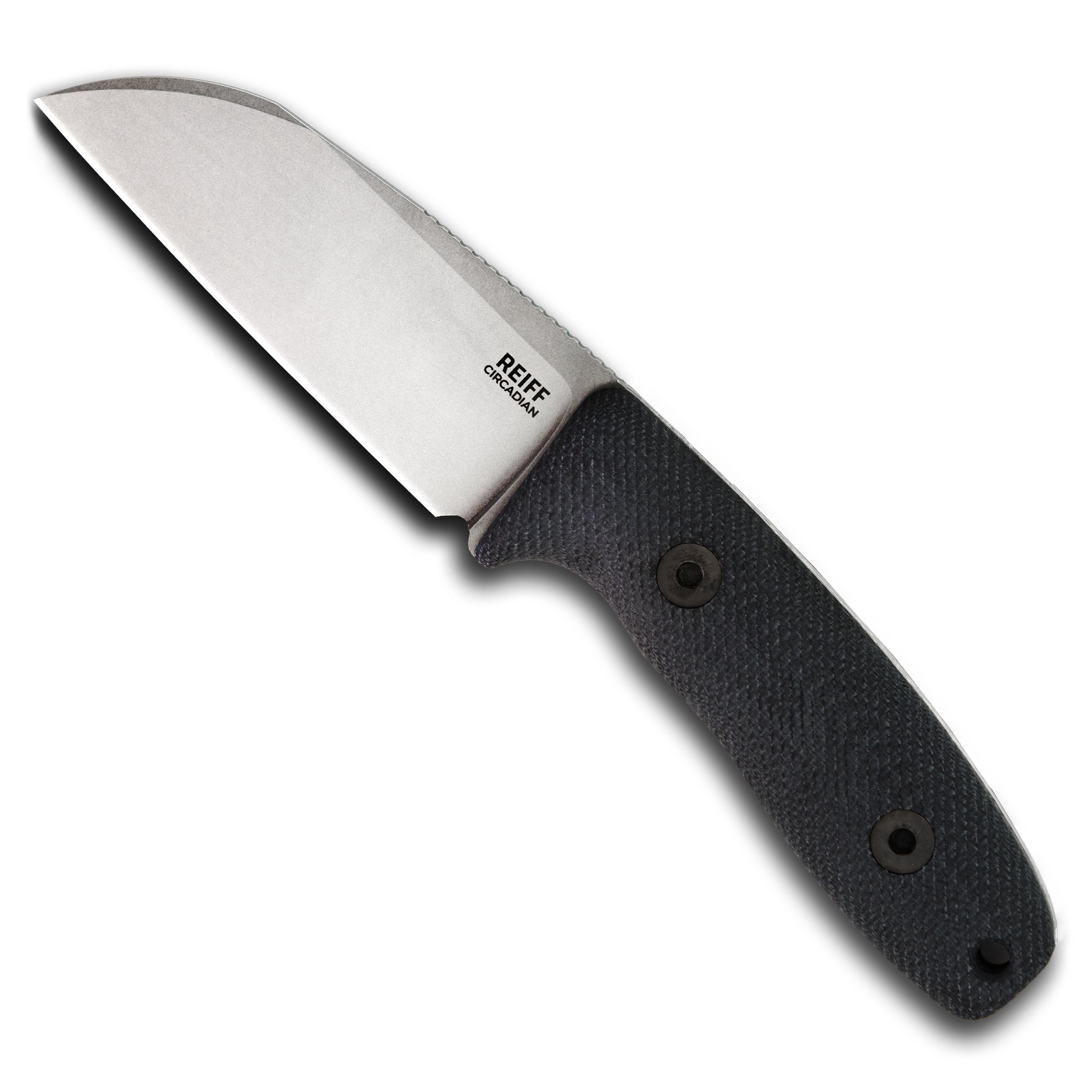 CPM MagnaCut Circadian Sheepsfoot EDC Fixed Blade Knife - Stonewash Finish with Black Canvas Micarta Handle - Perfect for Outdoor Camping, Survival & Everyday Carry