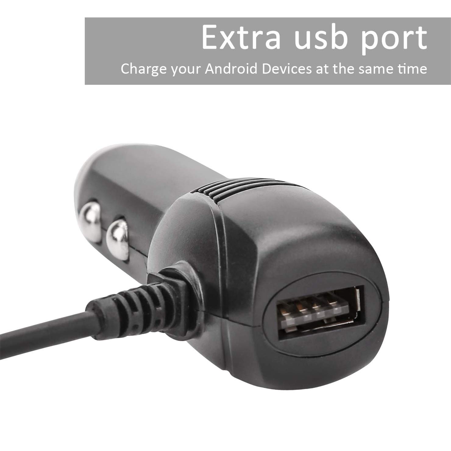 2 Pack Mini USB Dash Cam Charger - Dual USB Car Charger Compatible with APEMAN, Rexing, AKASO, Crosstour & More Android Devices (11.5FT) - Perfect for Road Trips, Uber/Lyft Drivers & Fleet Vehicles