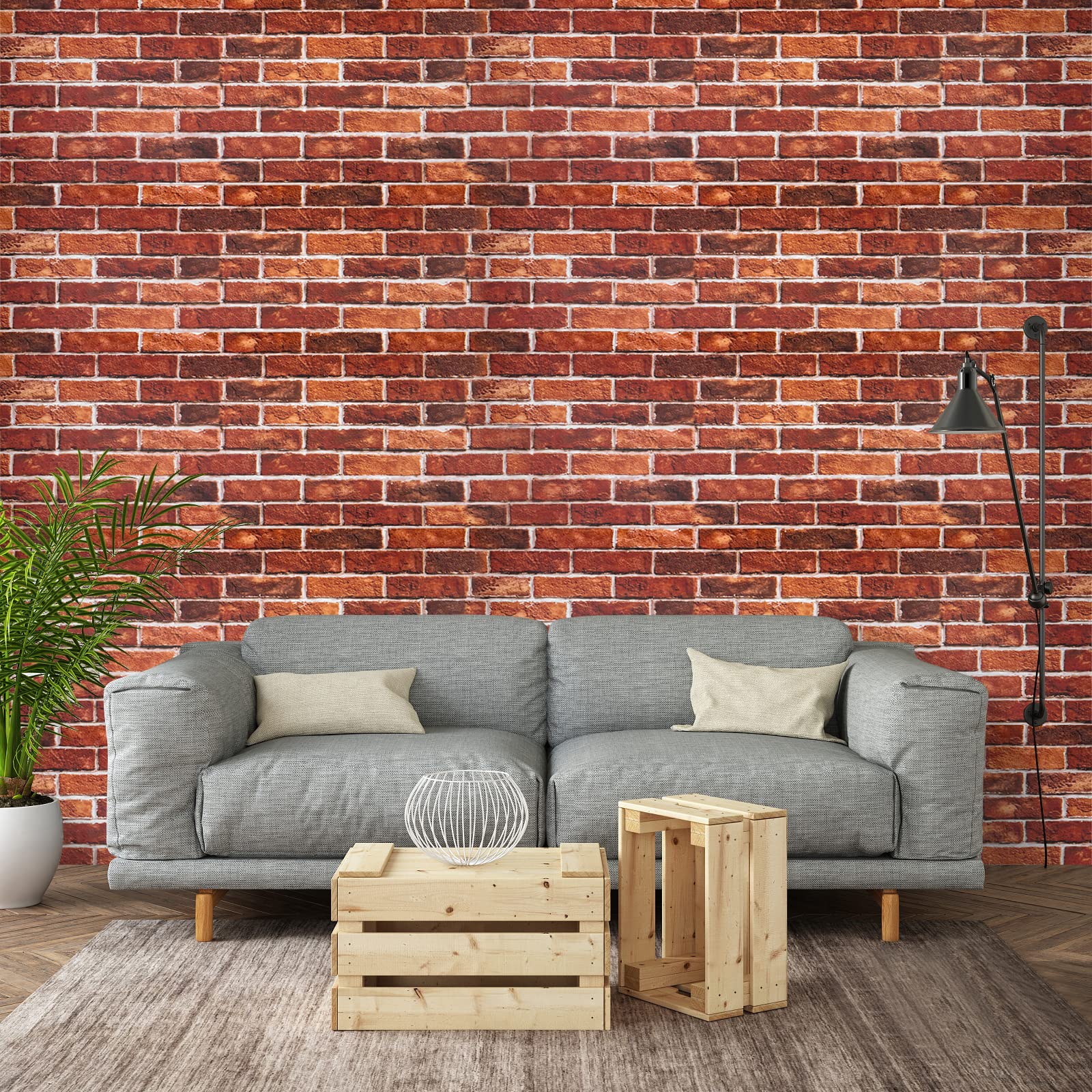Red Faux Brick Peel and Stick Wallpaper - 3D Self-Adhesive Contact Paper (17.71