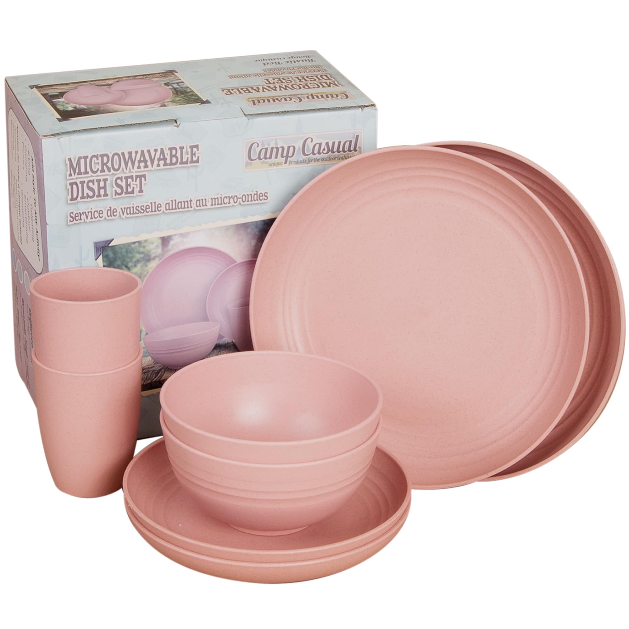 Eco-Friendly 8-Piece Wheat Straw Dinnerware Set - 2 Bowls, 2 Cups, 2 Small & 2 Large Plates - BPA Free, Dishwasher & Microwave Safe Camping & RV Dishes - Perfect for Outdoor Picnics, Camping Trips & RV Travel (Rustic Red)