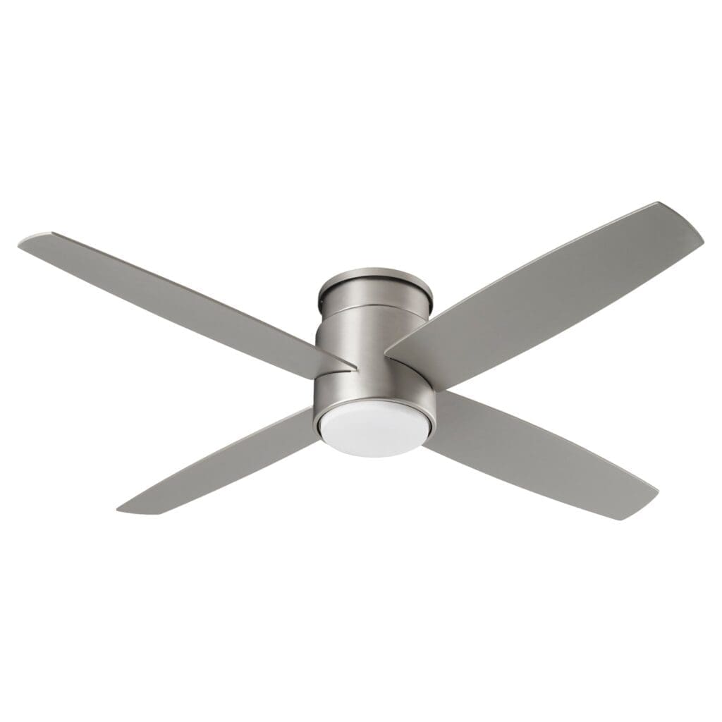 52 Inch Low Profile Ceiling Fan with Remote Control - Satin Nickel Finish, Quiet DC Motor, Energy Efficient - Perfect for Bedroom, Living Room, and Office Spaces