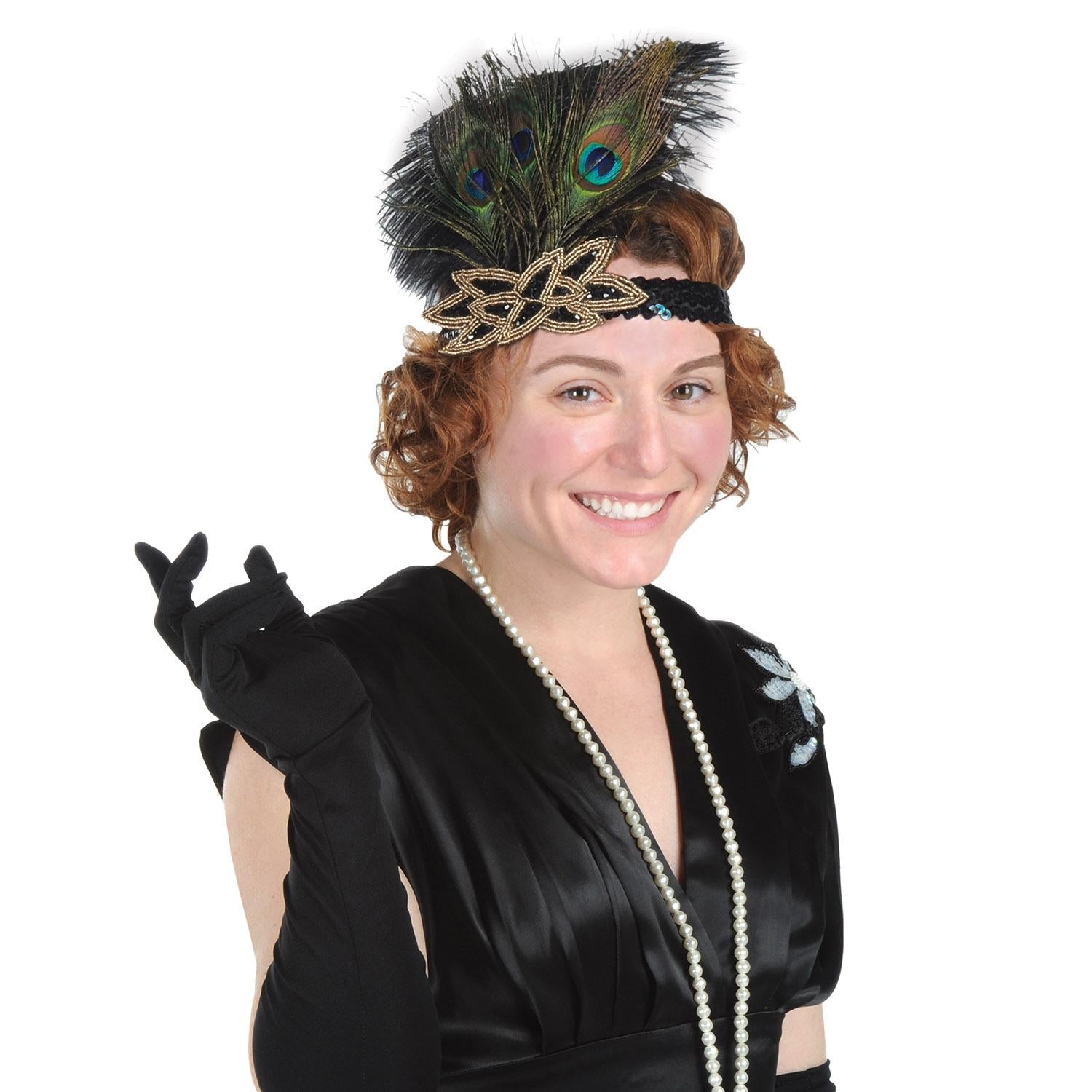 12 Pack Beistle Flapper Peacock Headbands for Women - 1920s Gatsby Party Costume Accessories - Roaring 20s Themed Events, Halloween, Cosplay, and Vintage Photo Shoots