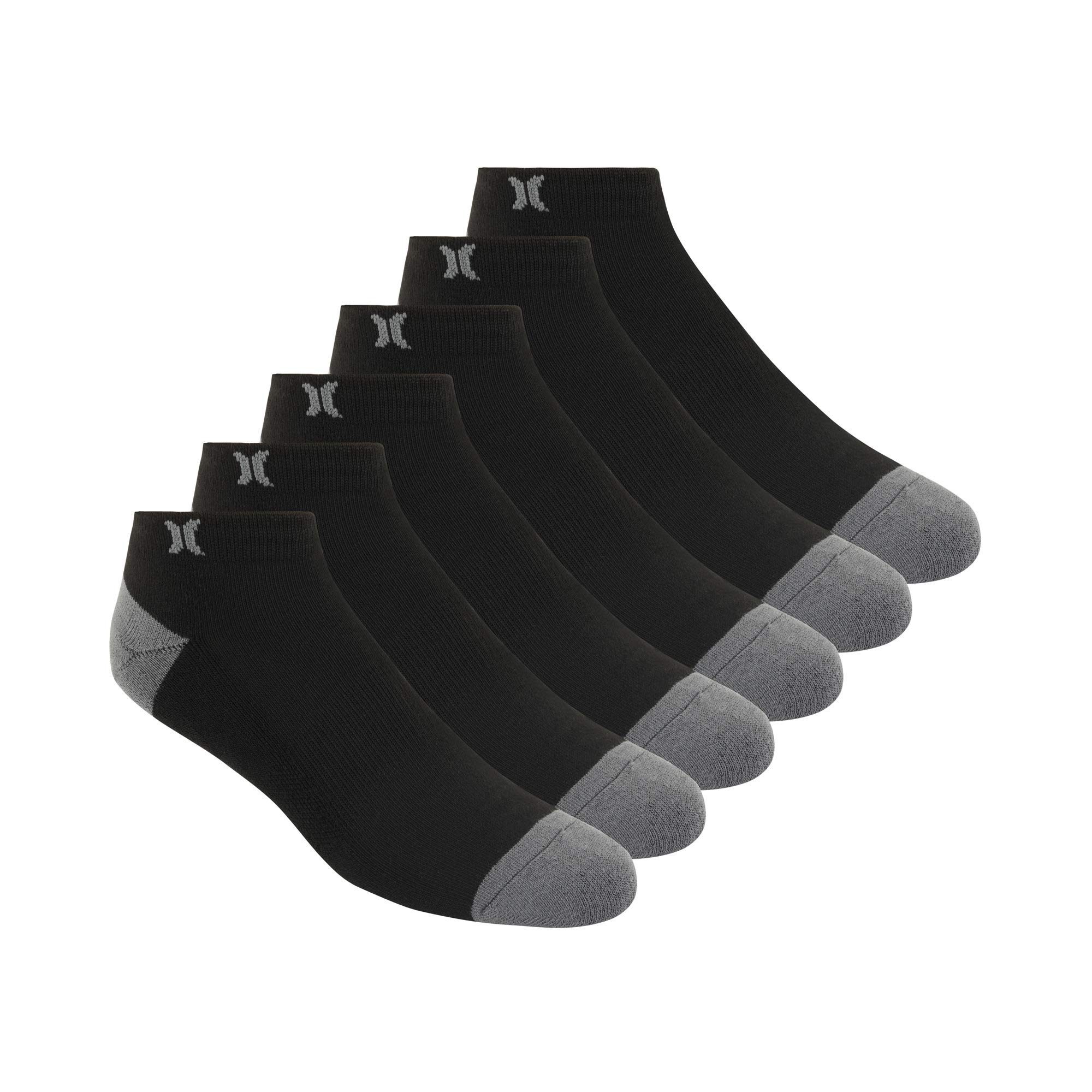 Hurley Men's 6 Pack Low Cut Terry Socks - Breathable Athletic Socks for Running, Gym & Casual Wear