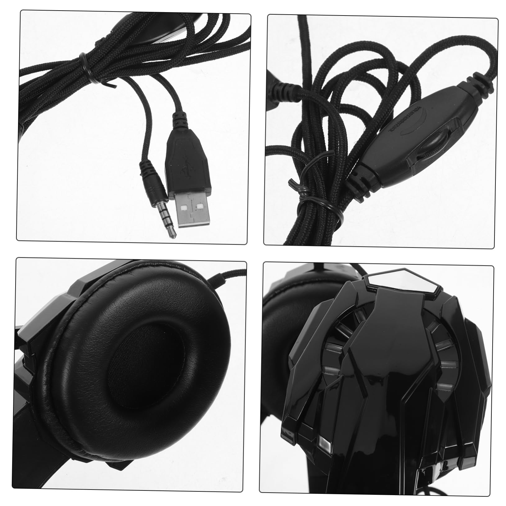 Housoutil Gaming Headset with LED Lights - Stretchable Over-Ear Headphones for PC, PS4, Xbox - Noise Cancelling Mic for Online Gaming & Video Calls - Perfect for Esports, Streaming & Remote Work