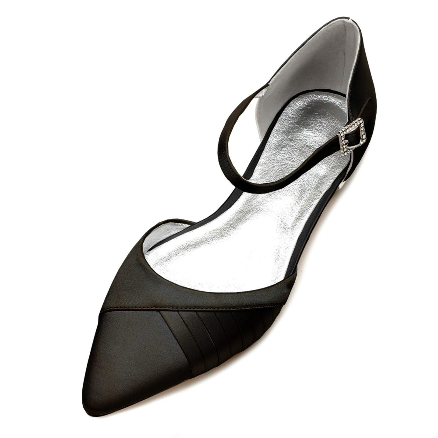 LLBubble Women's Satin Wedding Flats - Elegant Pointed Toe Bridal Shoes for Bride, Party & Special Occasions | Perfect for Weddings, Proms, Cocktail Dresses & Formal Events (Style 5047-7)