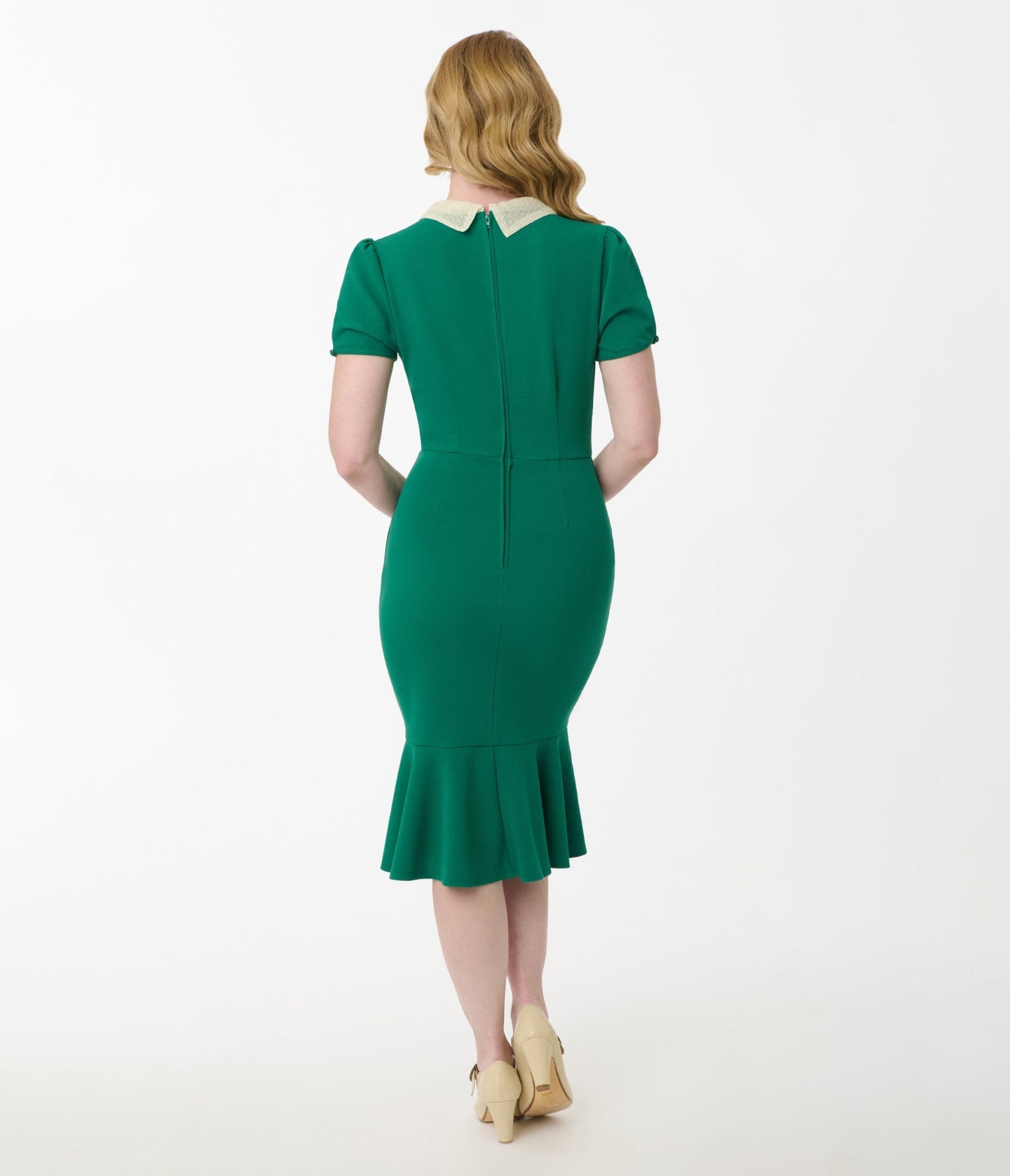 Vintage Forest Green Holloway Wiggle Dress - Retro 1950s Style Women's Dress for Parties, Weddings & Special Occasions