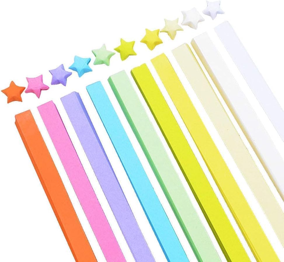 KISSBUTY 540 Sheets Origami Star Strips - Multicolor Origami Paper Strips for DIY Crafts, Smooth 6x6 Inch Decorative Paper for Gift Wrapping, Scrapbooking & Party Decorations