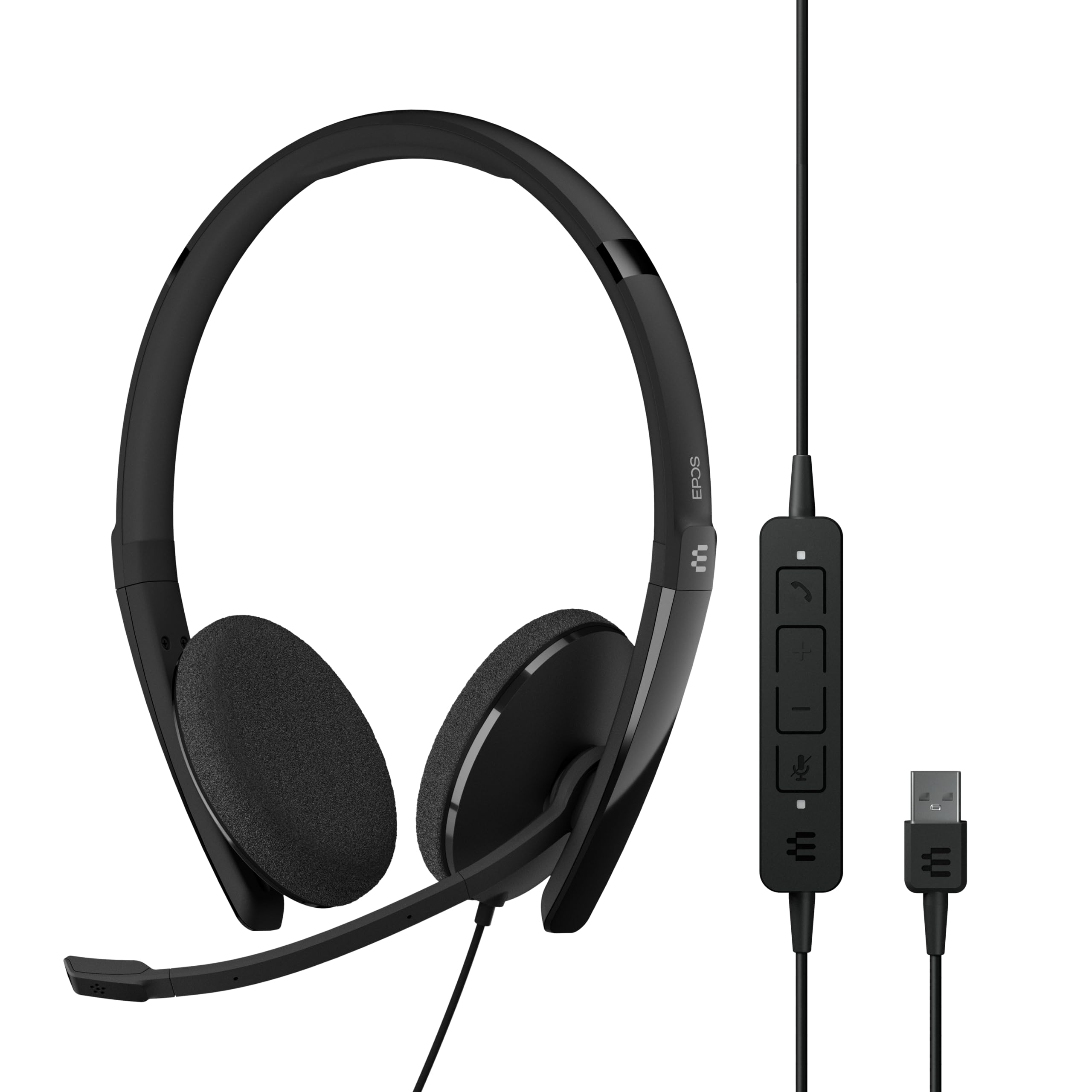 EPOS Adapt 160 USB II Wired Headset - UC Optimized Dual-Sided Headphones with USB Connectivity - Superior Stereo Sound & Noise Cancellation - Comfortable Office Headset with Call Control (Black) - Perfect for Remote Work, Call Centers & Business Communications