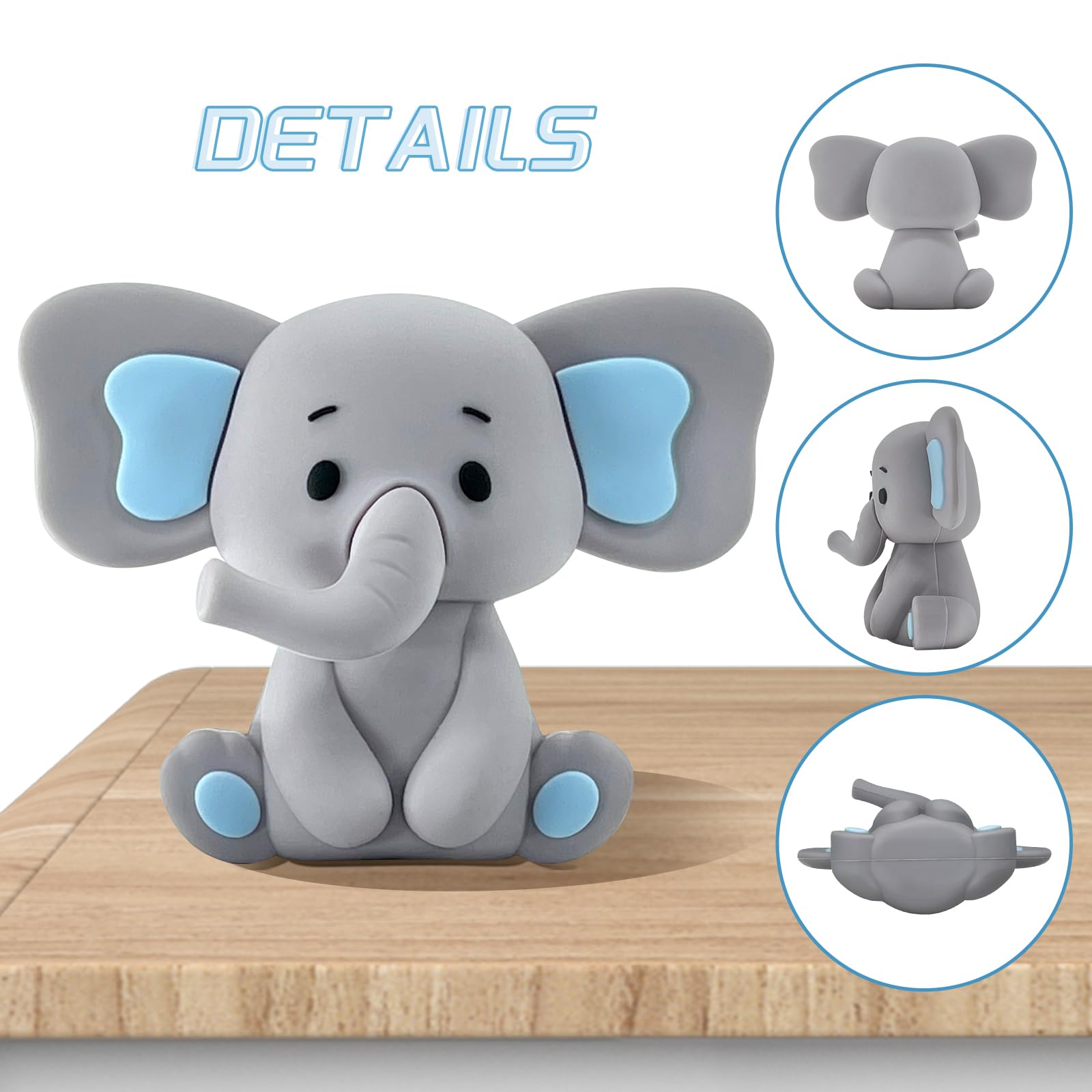 28 Pcs Elephant Cake Toppers - Blue Cake Decorations for DIY Baby Shower, Birthday Party, Boy or Girl - Perfect for Wedding, Anniversary, and Celebration Cakes