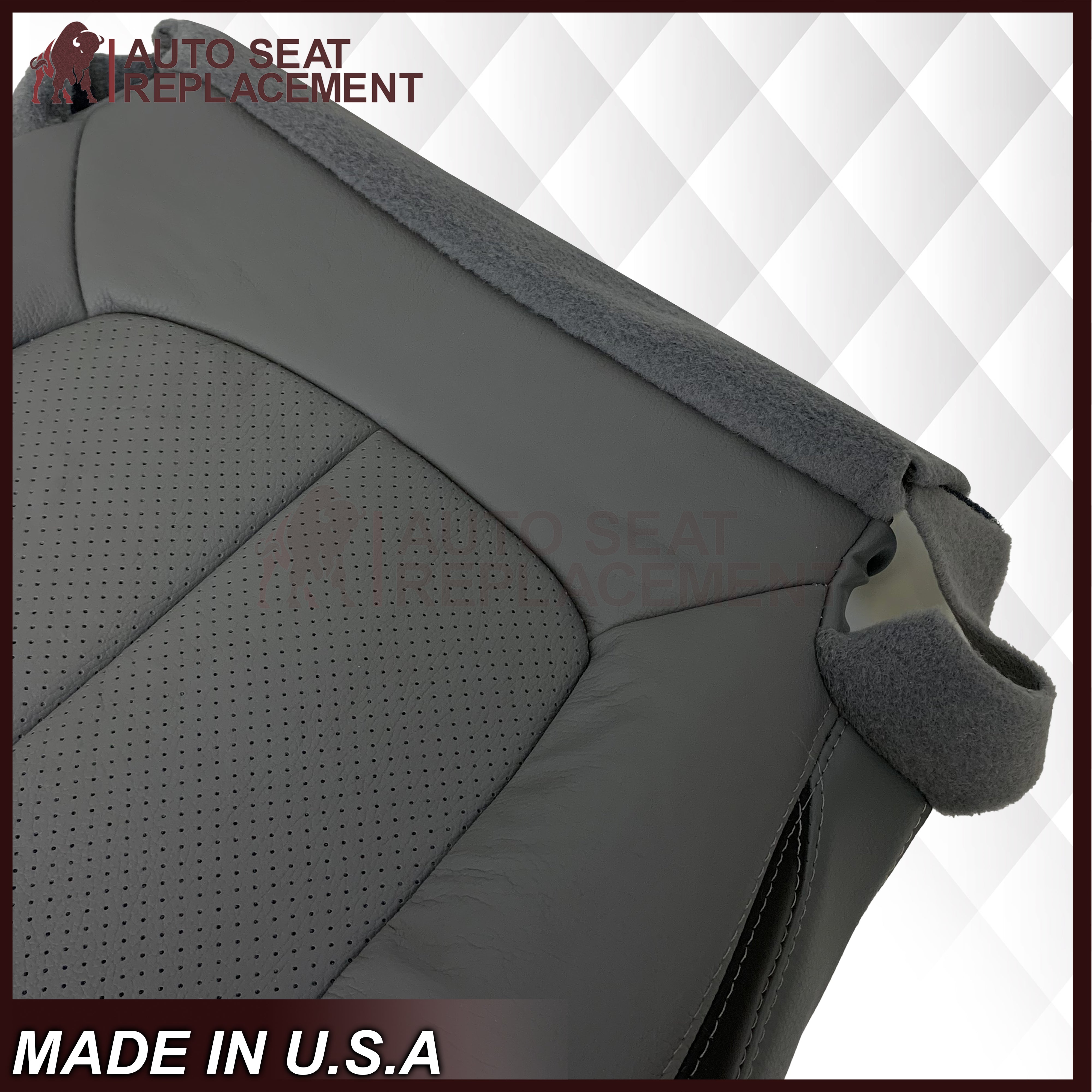 2011-2014 Ford F-150 Platinum Edition Perforated Genuine/Synthetic Leather Seat Covers - Steel Gray with Black Trim | Premium Car Interior Upgrade for Comfort & Style
