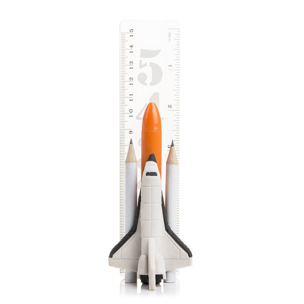 SUCK UK Fun Space Set - Kids Pencil Erasers (Shuttle, Rocket & Astronaut) | Creative School Supplies for Science & Space Lovers | Perfect for Classroom, Homework & STEM Activities