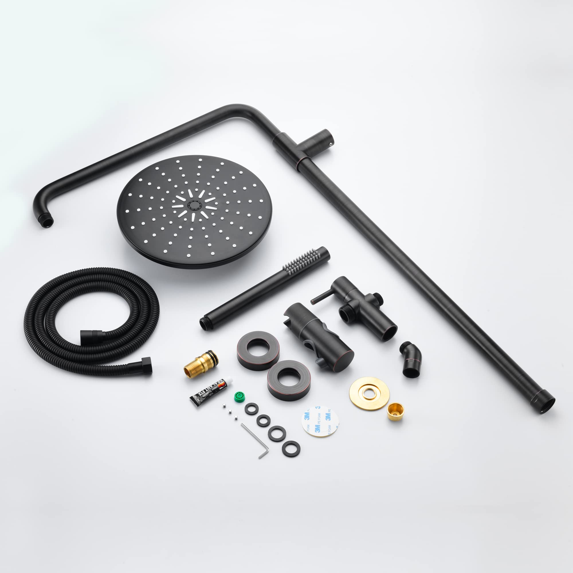 Oil Rubbed Bronze Shower System with 9 Inch Rainfall Shower Head - Easy Retrofit & Bathroom Remodel Solution for Vintage Style Bathrooms | Perfect for Spa-Like Experience and Modern Home Upgrades