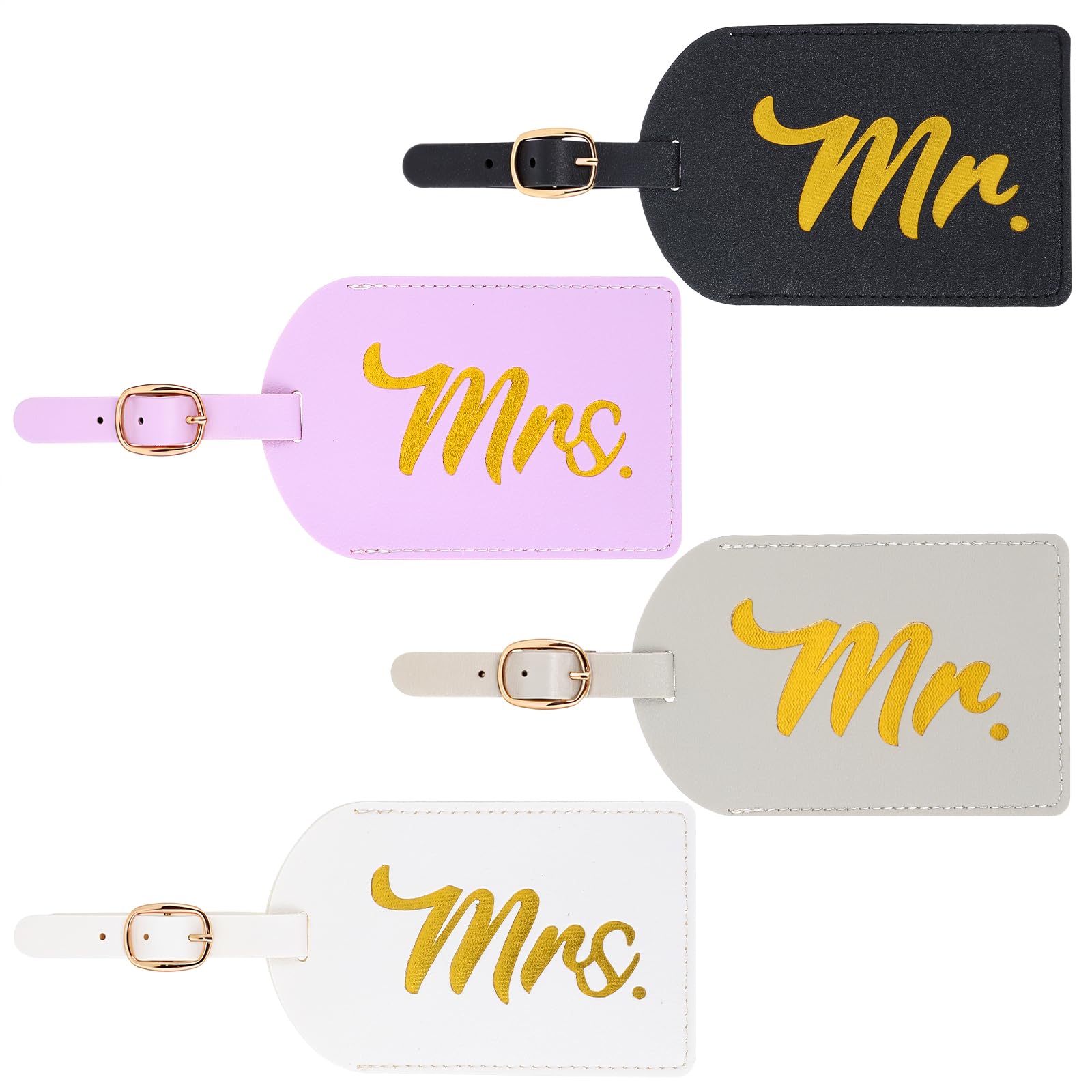 Personalized PU Leather Luggage Tags for Couples - Mr & Mrs Travel Tags with Name ID Card - Perfect Wedding, Honeymoon, Bridal Shower & Engagement Gifts - Ideal for Air Travel, Honeymoon Suitcases & Valentine's Day Outdoor Adventures