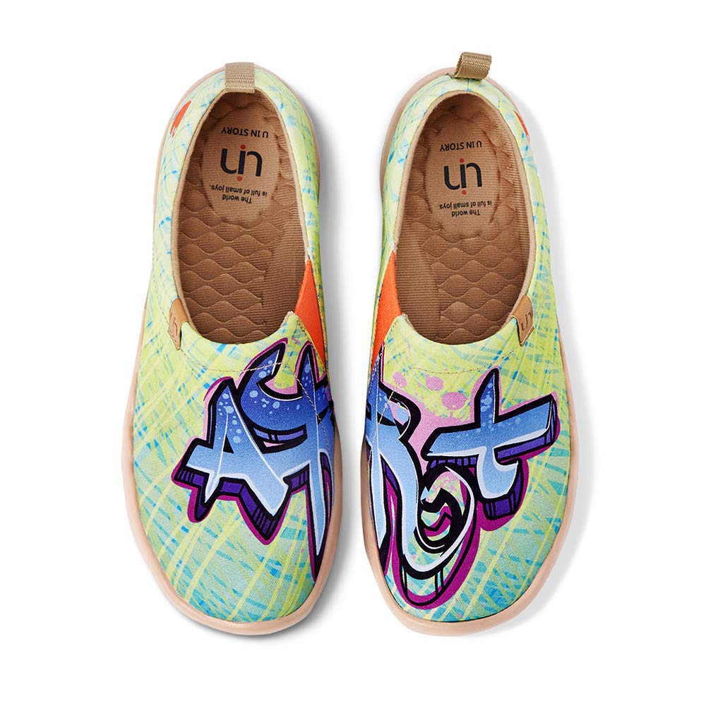 UIN Women's Slip-On Loafers - Lightweight Casual Sneakers with Artistic Paint Design | Comfortable Walking Shoes for Travel, Work & Everyday Wear