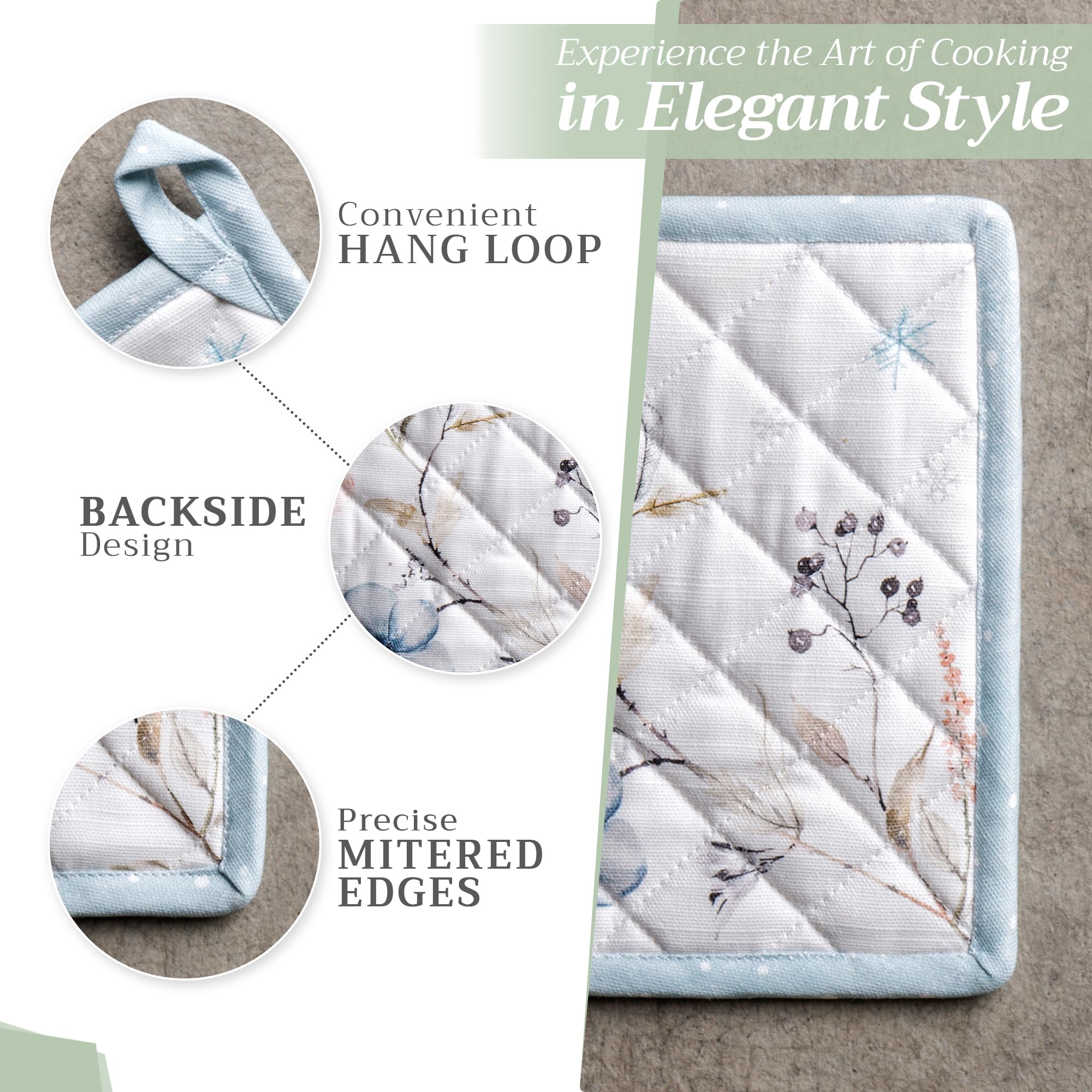 Maison d'Hermine 100% Cotton Set of 2 Heat Resistant Pot Holders 8