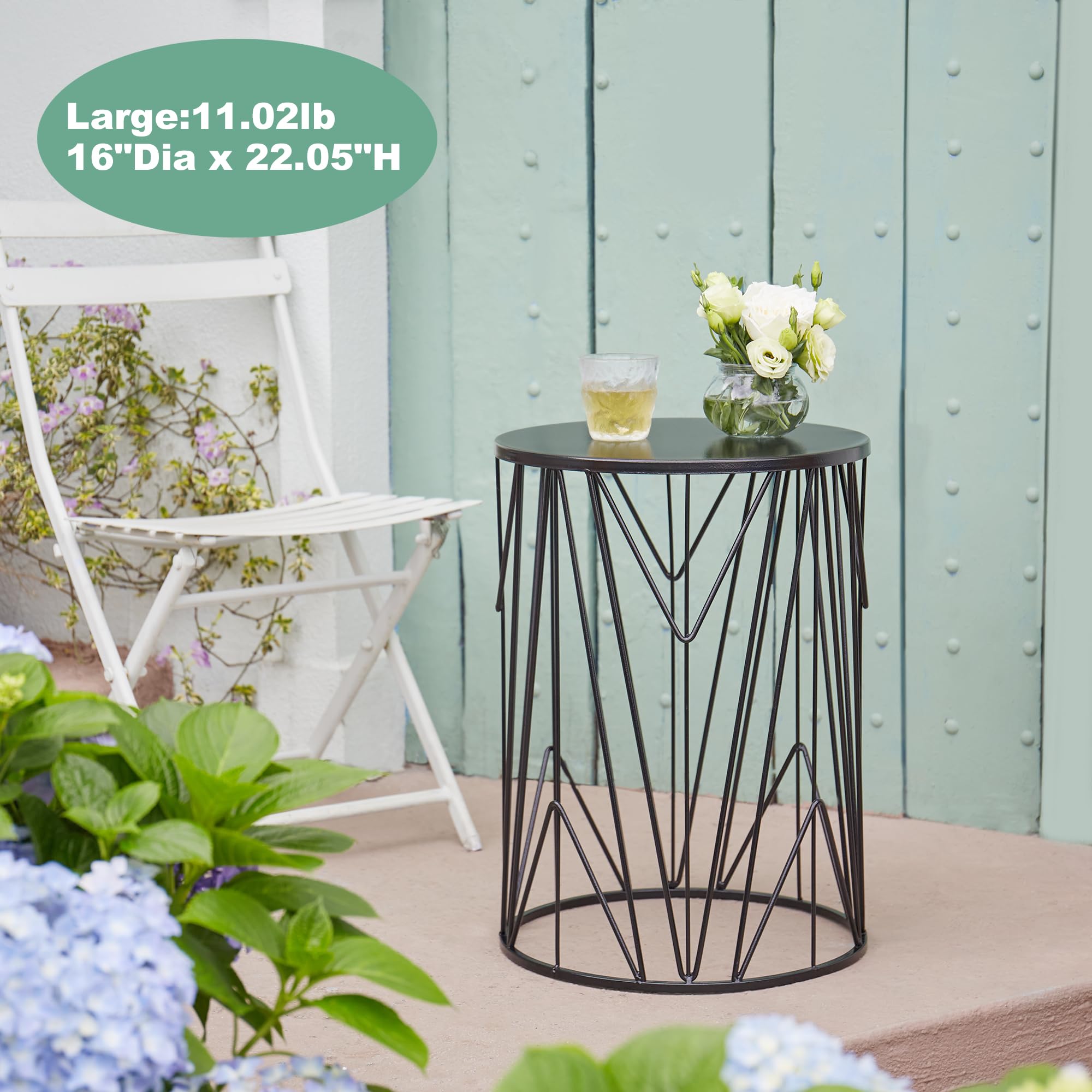 Y&M Set of 3 Black Round Nesting Tables - Space Saving Coffee Table, End Table & Side Table for Living Room, Bedroom, Patio & Outdoor Garden - Carbon Black (Fast US Shipping) | Perfect for Small Spaces, Apartment Decor & Entertaining Guests