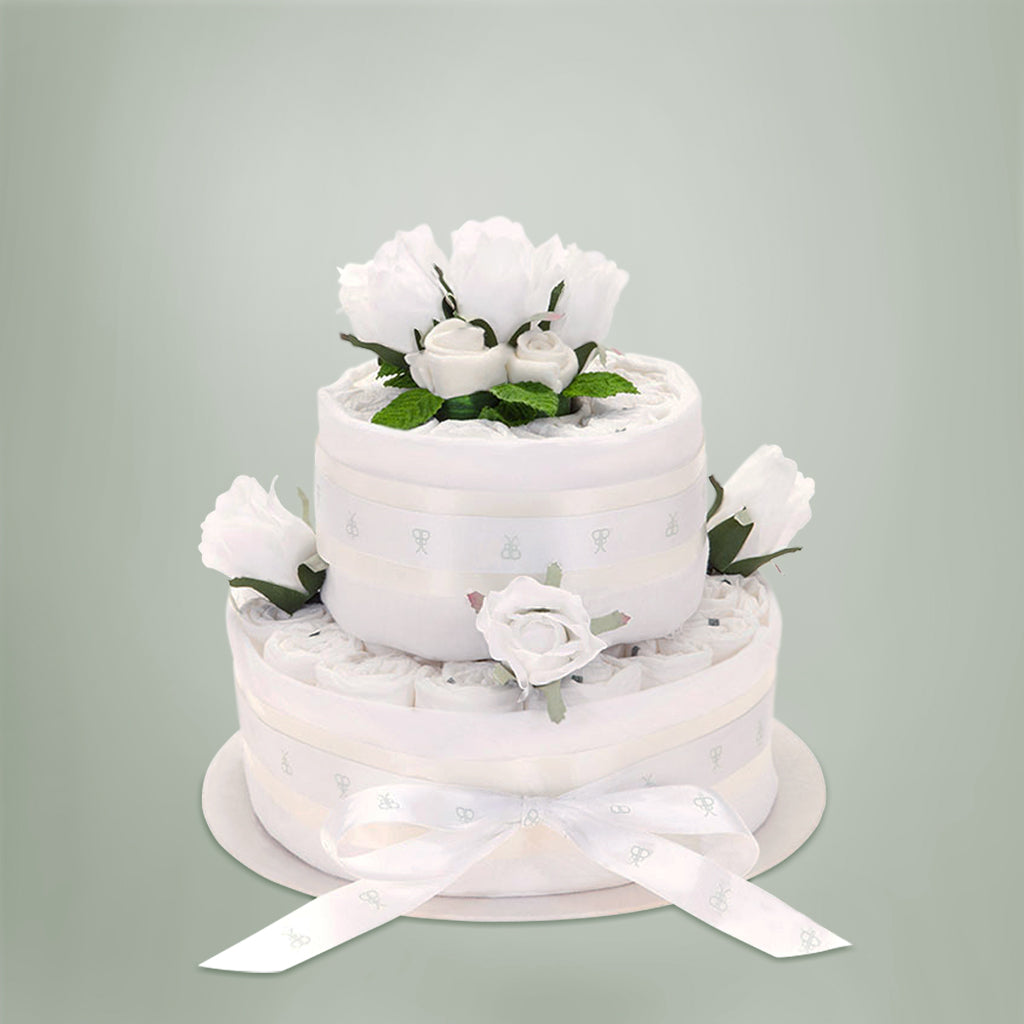 Two Tier Neutral Diaper Cake - Perfect for Baby Showers, Gender Reveals & Newborn Gifts