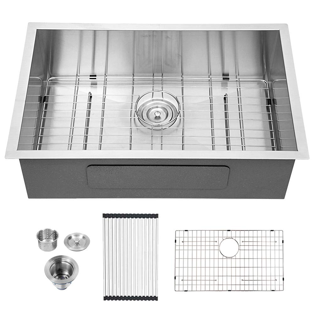 Logmey 27 Inch Undermount Kitchen Sink - 18 Gauge Stainless Steel Single Bowl Sink Basin for Modern Kitchens | Perfect for Food Prep, Dishwashing & Small Space Cooking