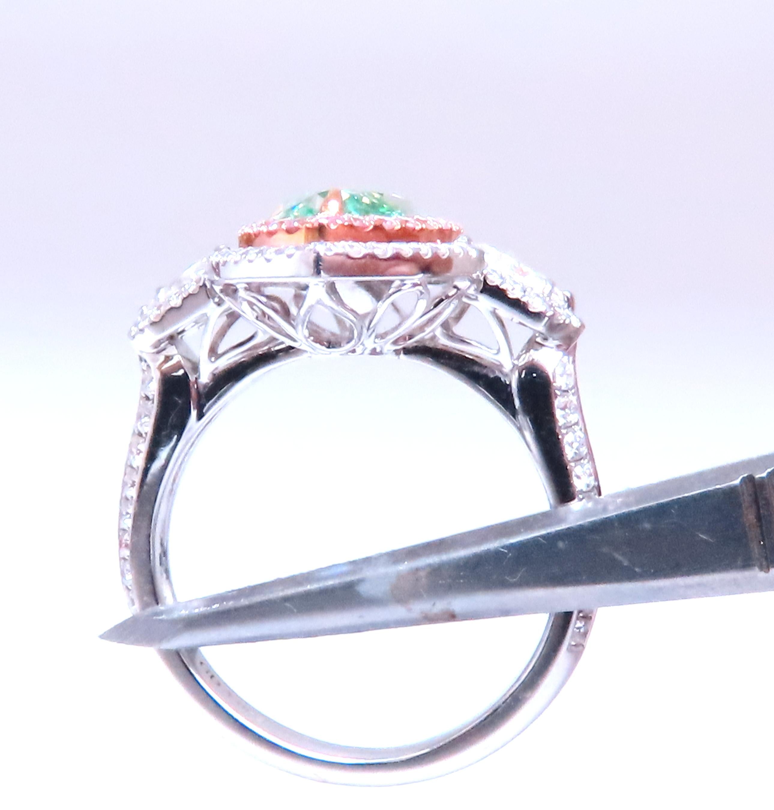 GIA Certified 3.06 Carat Natural Green Diamond Engagement Ring in 18K Gold Halo Setting - Perfect for Proposals, Anniversaries & Special Occasions