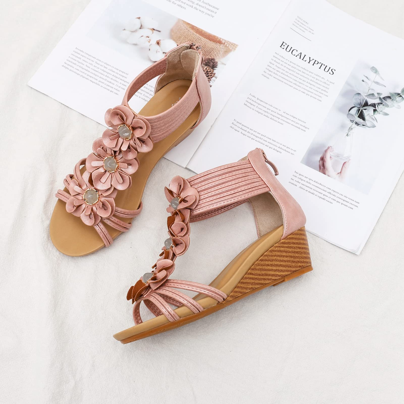 CKROLA Women's Wedge Sandals - Comfortable Platform Beach Sandals with Arch Support | Perfect for Summer Vacations, Pool Parties & Casual Outings